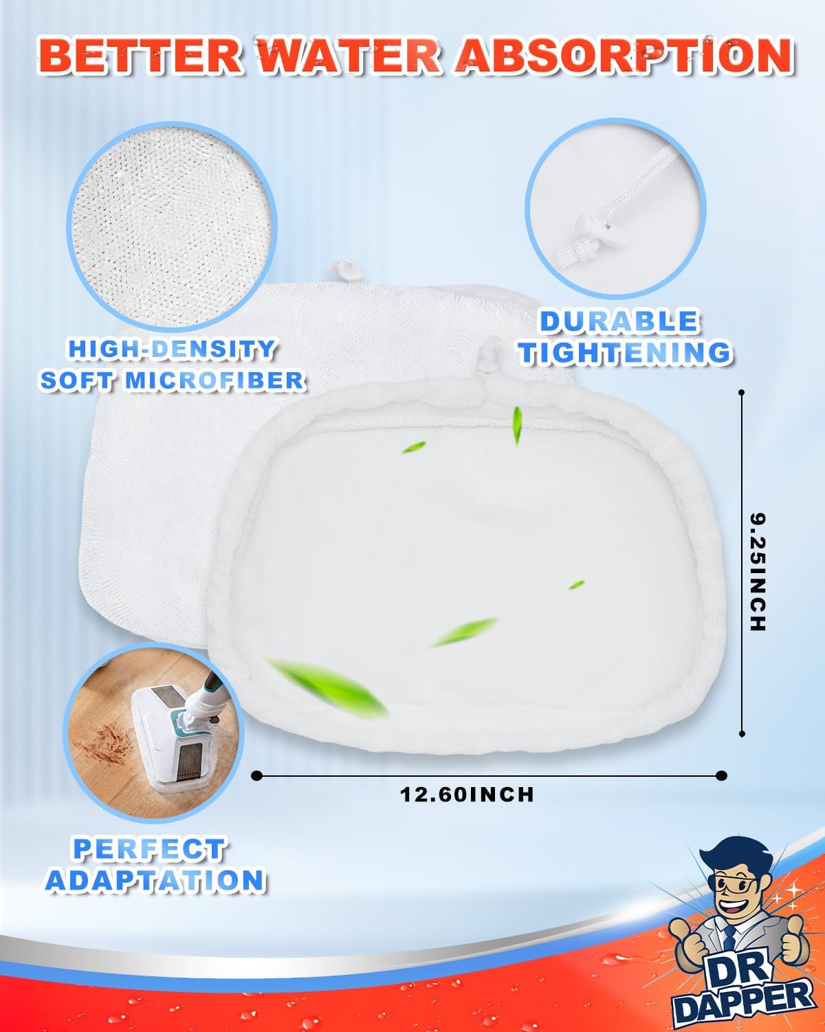 DR DAPPER 4 Pack SMP01 Steam Mop Pads Compatible with Kenmore SM2060 S200 Series, Steam-Mop