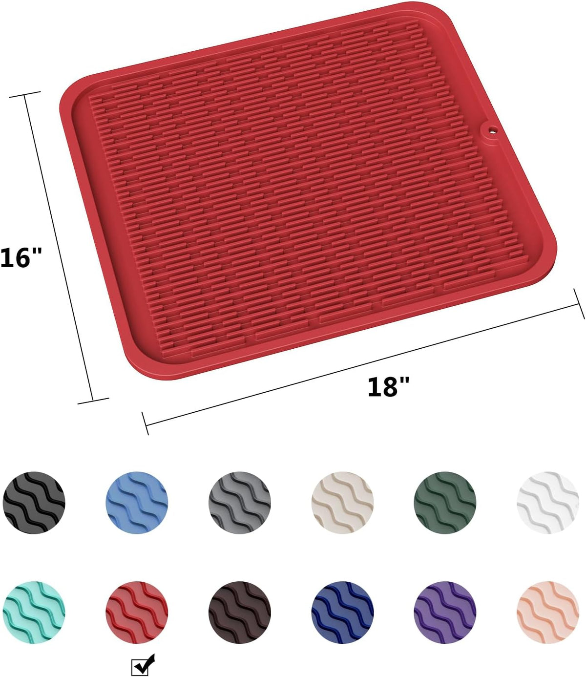 ZLR Silicone Dish Drying Mat for Kitchen Counter, Eco-Friendly Fast Dry Dish Mat, Easy Clean Multi