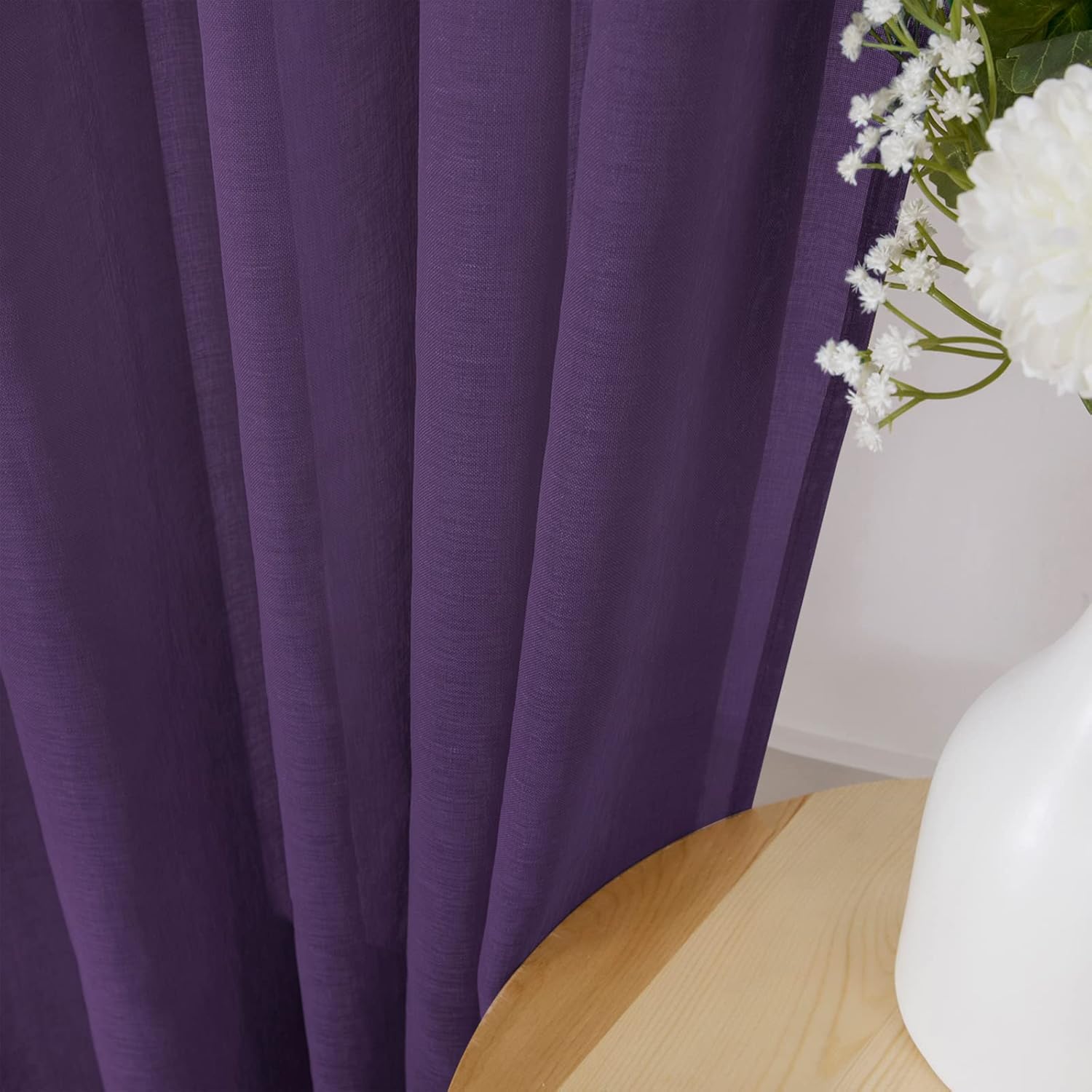 Tollpiz Short Sheer Tier Curtains Linen Textured Half Kitchen Curtain Sheers Light Filtering Rod