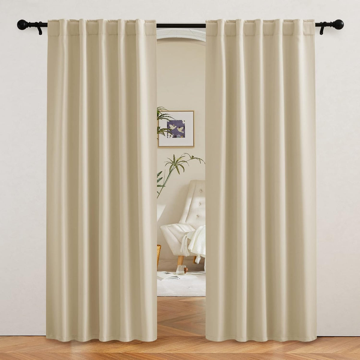 RYB HOME Blackout Curtains 80 inches Long Thermal Insulating Large Window Curtains for Living Room