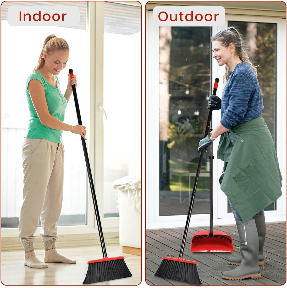 TreeLen Broom and Dustpan Set, 52 inch Broom and Dust Pan Combo for Home