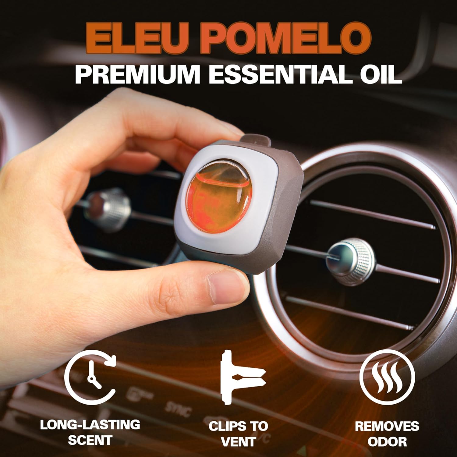 Air Jungles Eleu Pomelo Scent Car Air Freshener Clip, 6 Vent Clips, 4 ml Each, Long Lasting Air