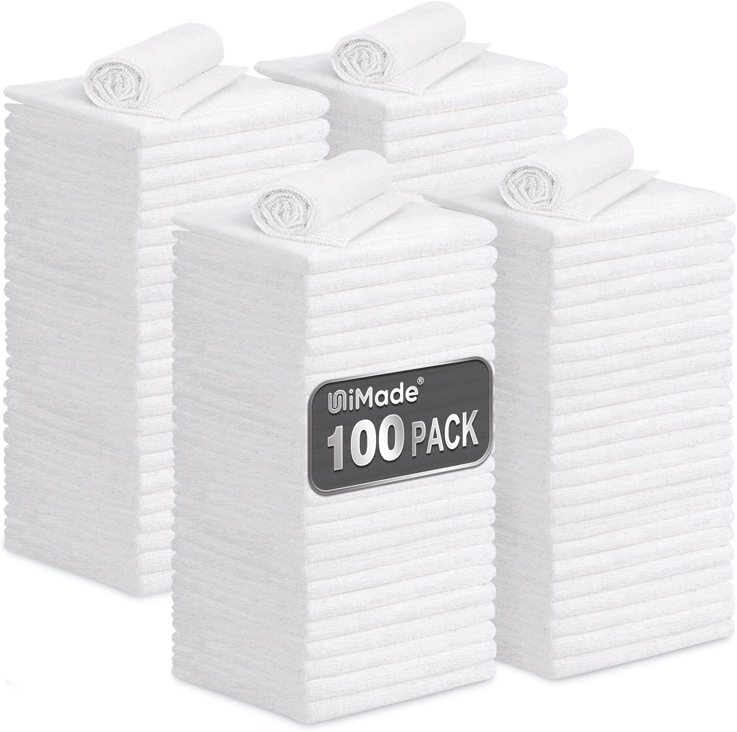 Shop Towels, 100 Pack Commercial Grade Work Rags Microfiber Towels for Cars Cleaning Rags Bulk