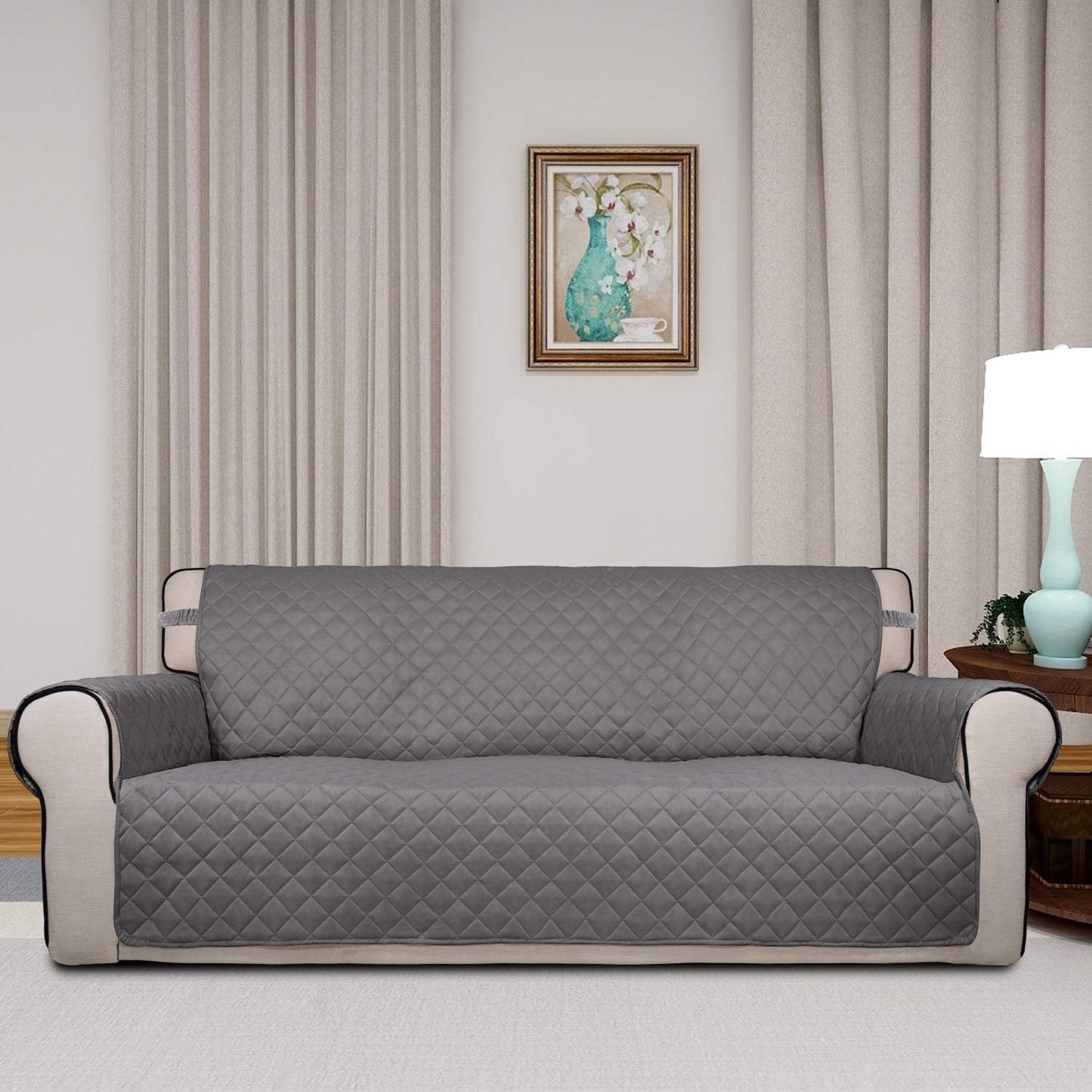 PureFit Reversible Quilted Sofa Cover, Water Resistant Slipcover Furniture Protector, Washable