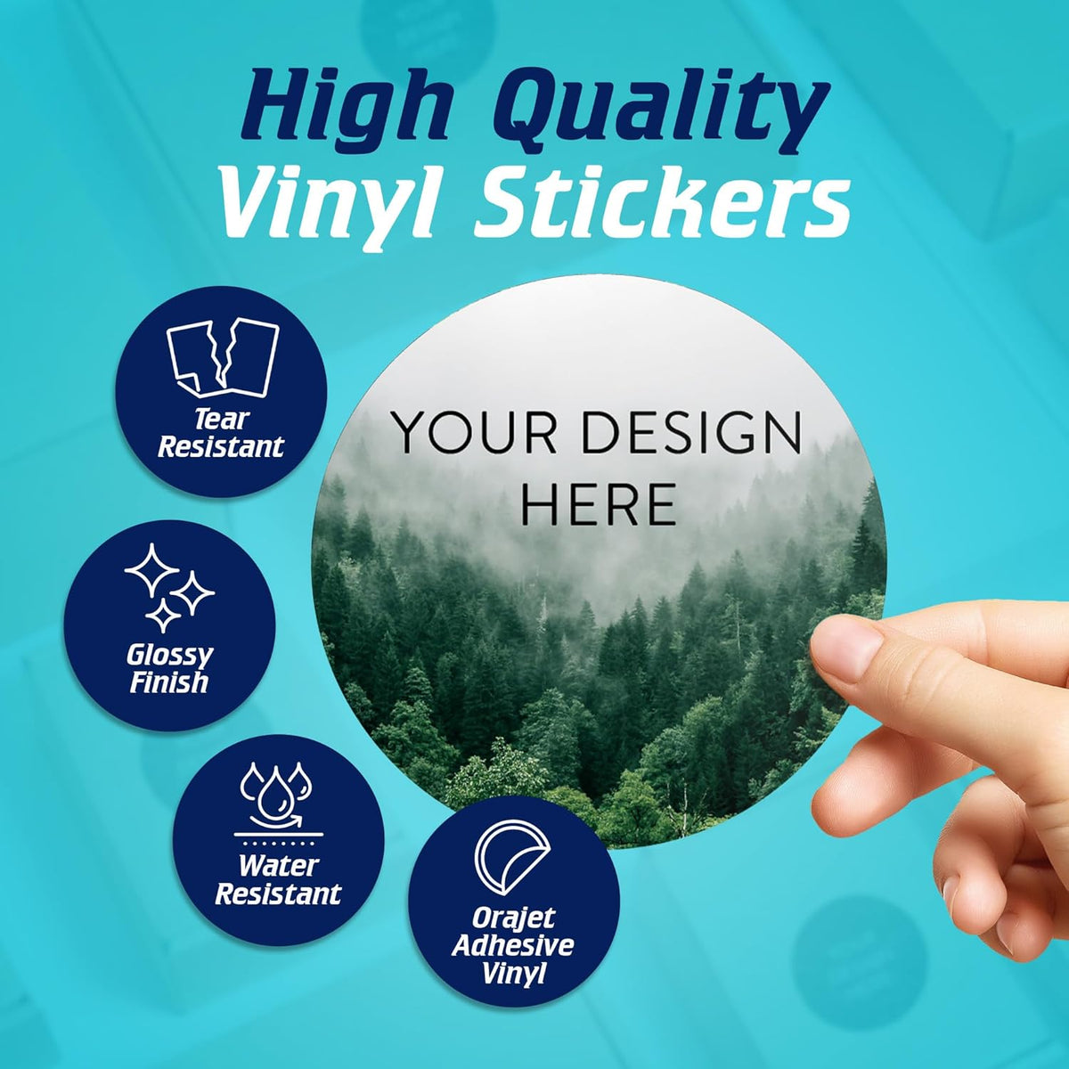 100 Custom Vinyl Stickers - Upload Your own Image, Text, Design, Logo - Personalized Logo Labels