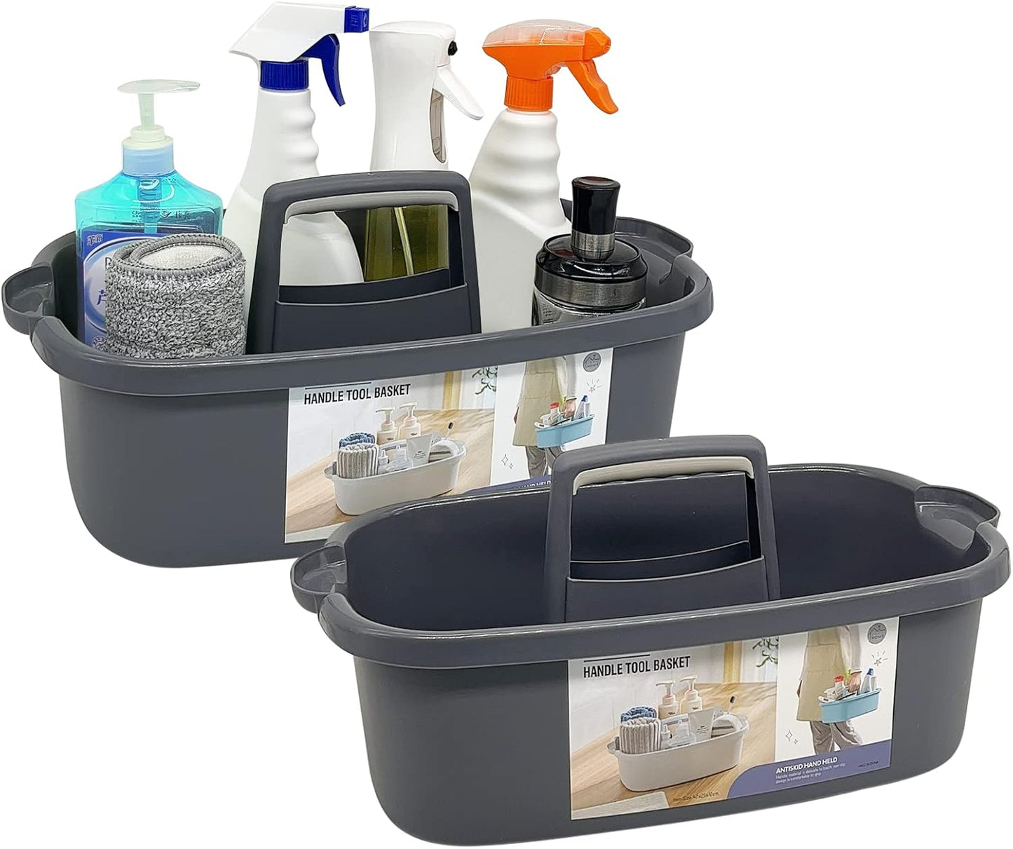 2-Pack Multi-Purpose Plastic Cleaning Caddy with Handle, Shower Caddy Organizer - Storage