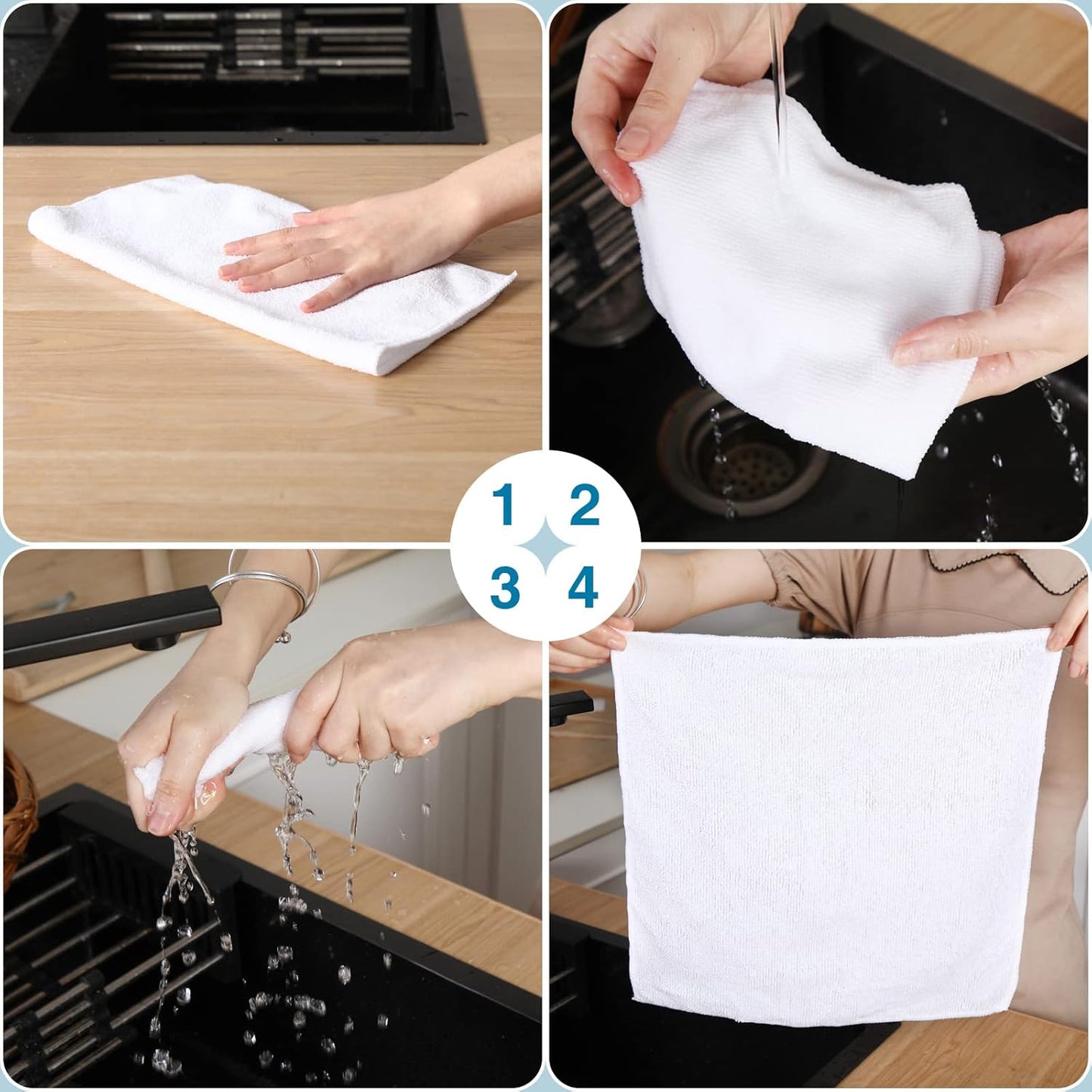 200 Pieces Microfiber Cleaning Cloths Bulk Absorbent Microfiber Towels Reusable Lint-Free Streak