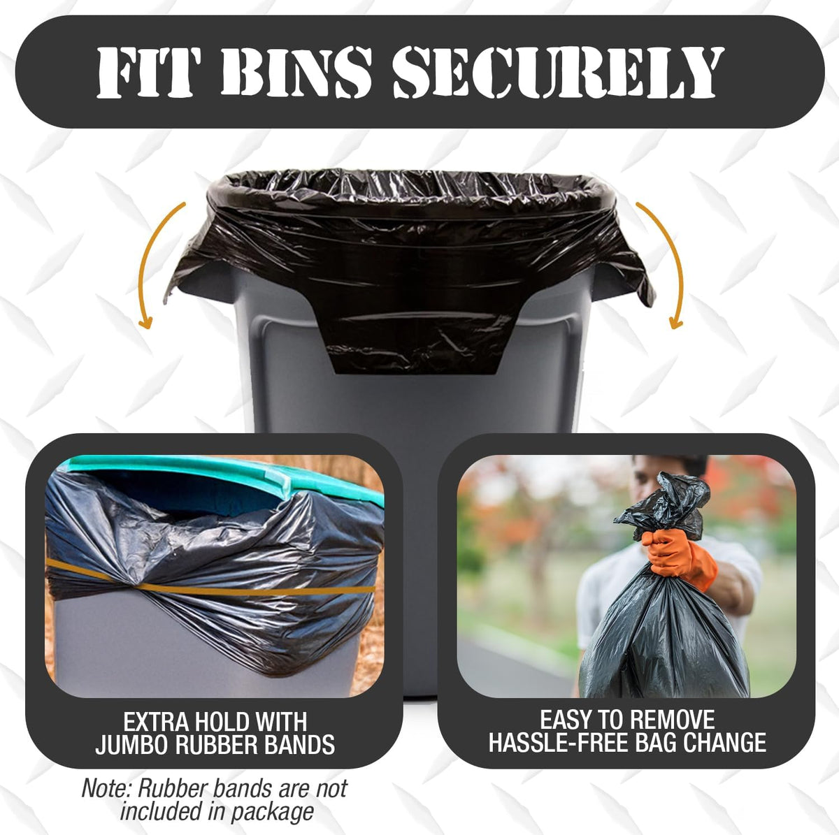 95-96 Gallon Extra-Large Black Garbage Can Liners, Heavy-Duty Trash Bags, 50 Bags, 1.5 Mil Thick