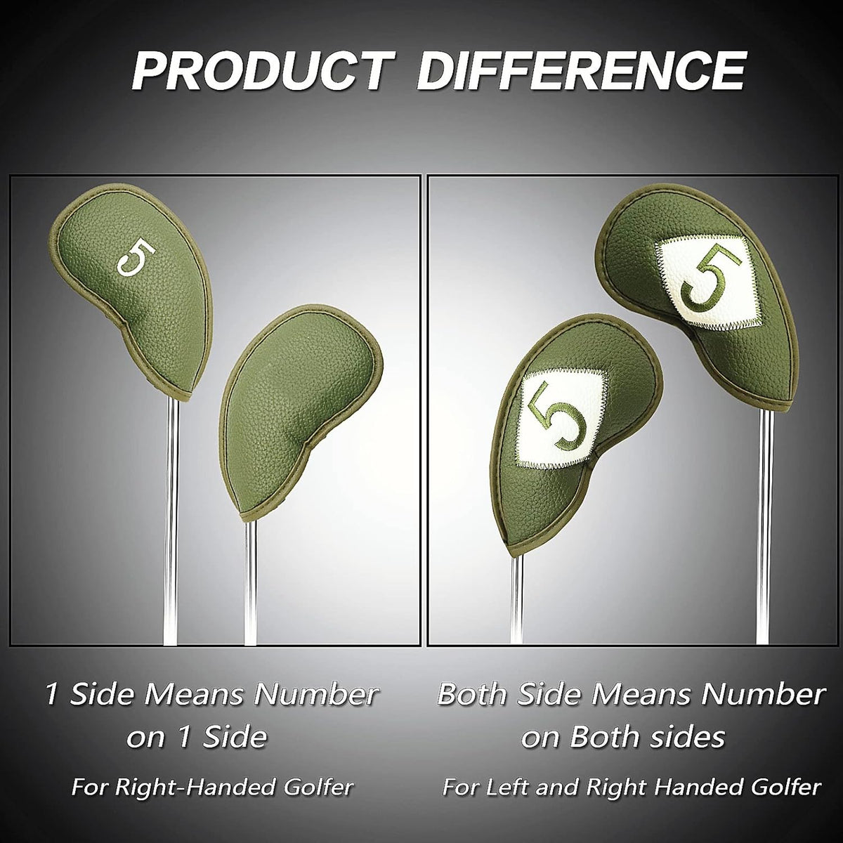 FINGER TEN Premium Synthetic Leather Stylish Iron & Wedge Golf Head Covers Value 12 Piece Set