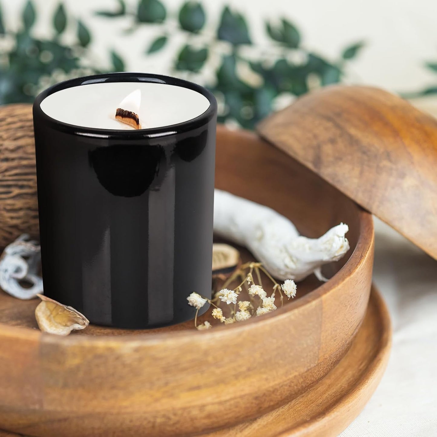 Thick Candle Jars for Making Candles 12 Pcs, 14 OZ Empty Jars with Wood Lids for Candle Making