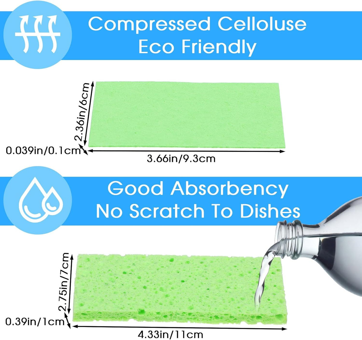 100pcs Kitchen Sponges Bulk Natural Sponges for Dishes Reusable Dish Sponge Scrub Compressed Wood