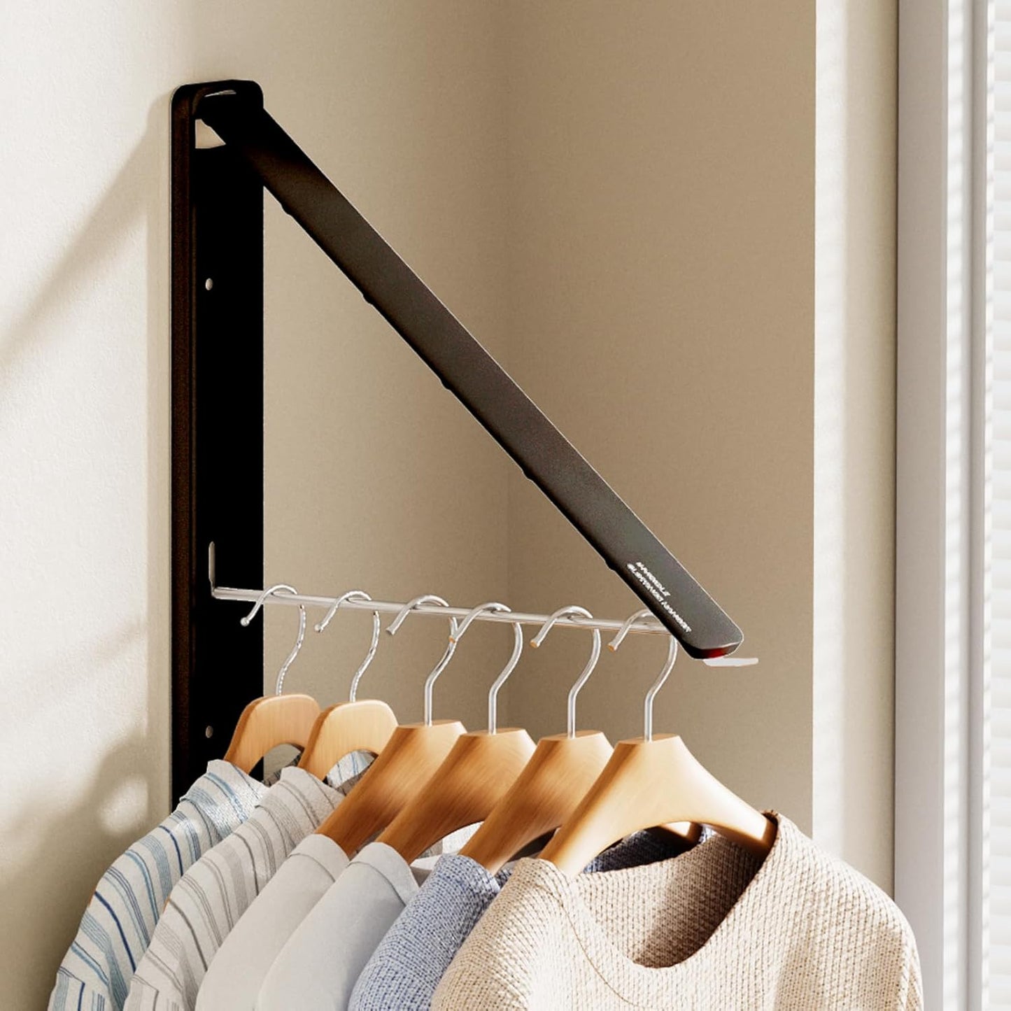 Clothes Drying Rack, Laundry Room Wall Mounted Retractable Clothes Hanger Drying Rack, Laundry