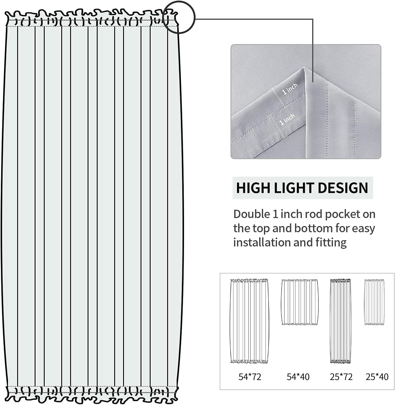 DWCN French Door Curtains – Rod Pocket Thermal Blackout Curtain for Doors with Glass Window