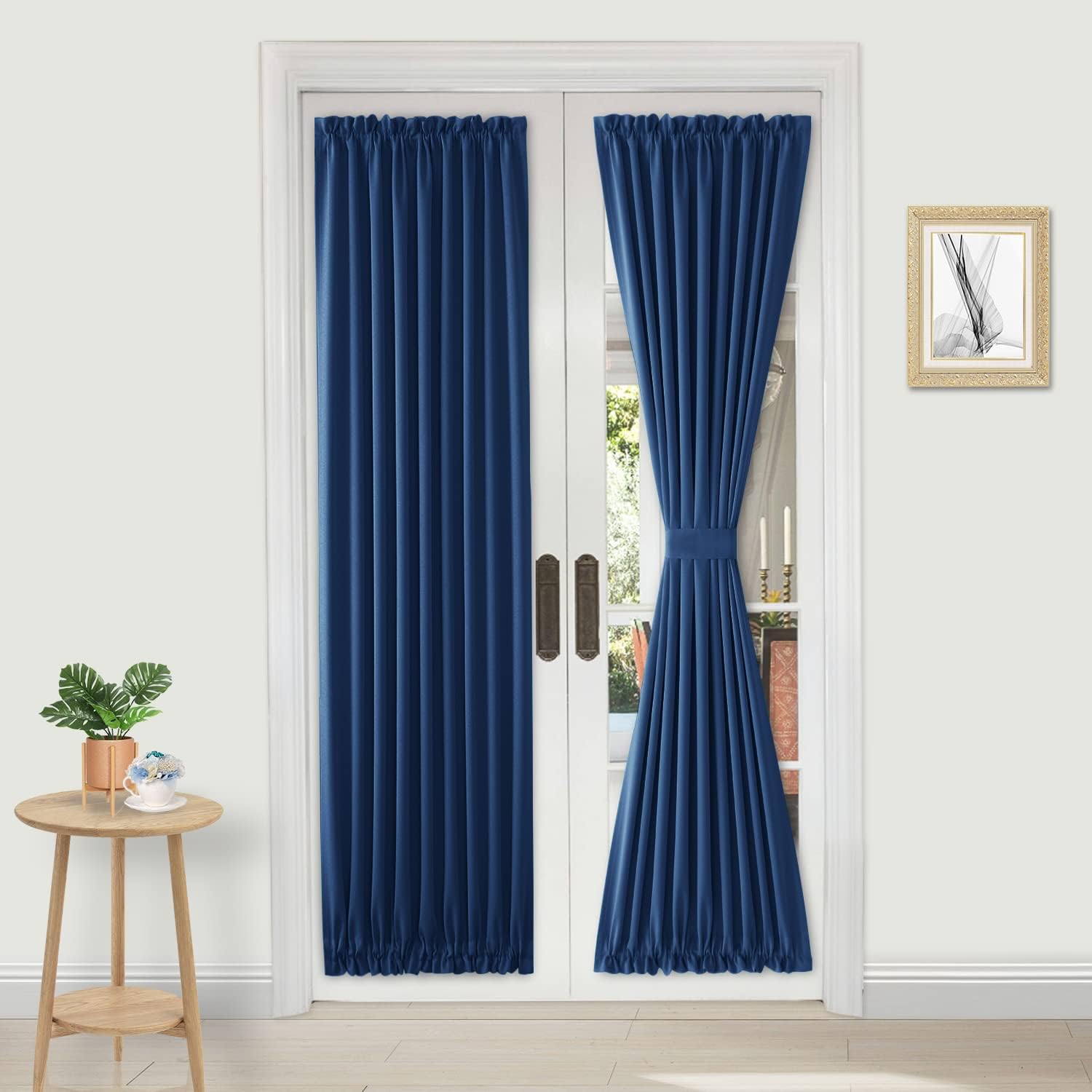 DWCN French Door Curtains – Rod Pocket Thermal Blackout Curtain for Doors with Glass Window