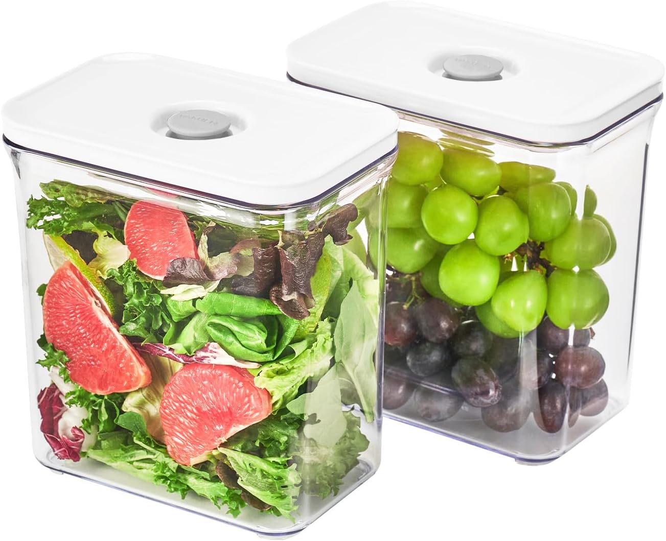 VAKUEN Premium Airtight Food Storage Containers, Rectangular 2PC-SET(2.11qt), Smart One-Click Seal