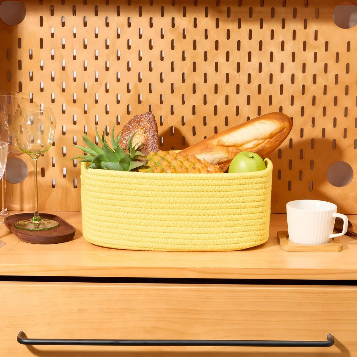 Small Storage Baskets for Organizing | Closet Organizer Bins | Shelf Toy Basket | Woven Rope