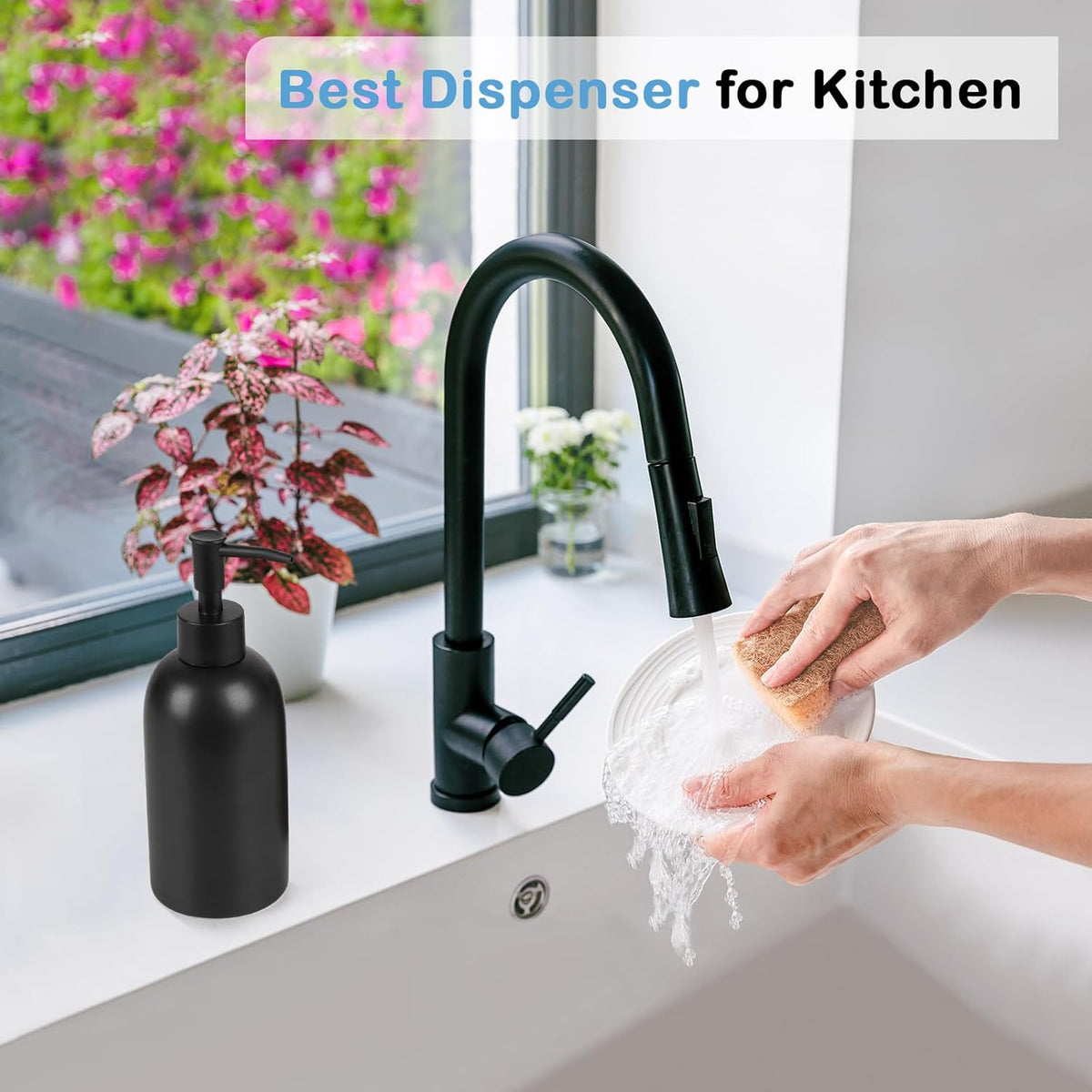 Natheeph 14OZ Ceramic Soap Dispenser Ceramic Soap Pump Dispenser Can Fill Liquid for