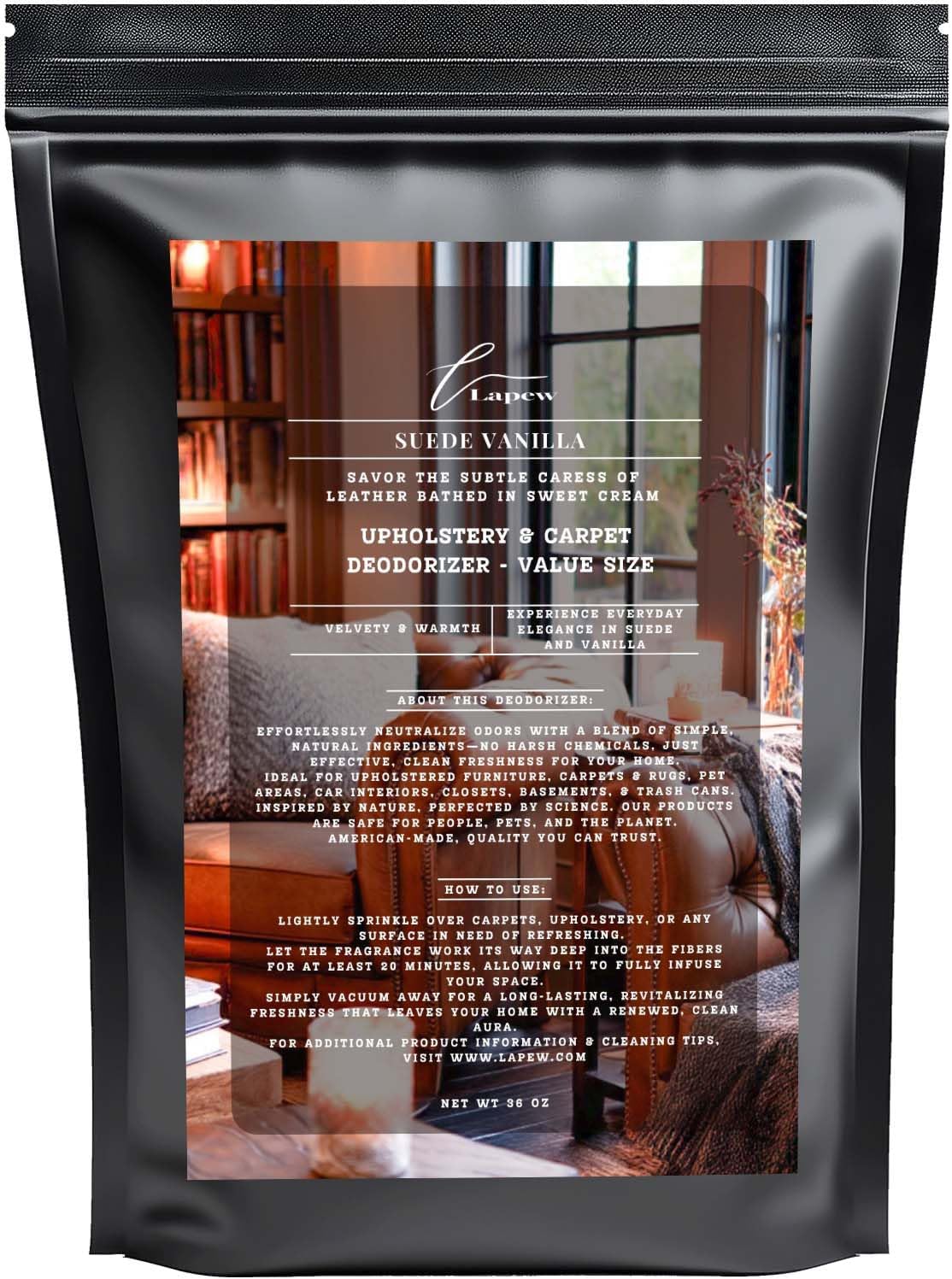 Suede Vanilla Carpet Freshener Powder Refill 36 oz | Powerful Odor Eliminator for Home | Upholstery