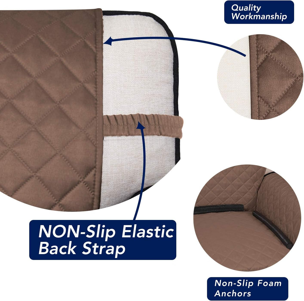 PureFit Reversible Quilted Sofa Cover, Water Resistant Slipcover Furniture Protector, Washable