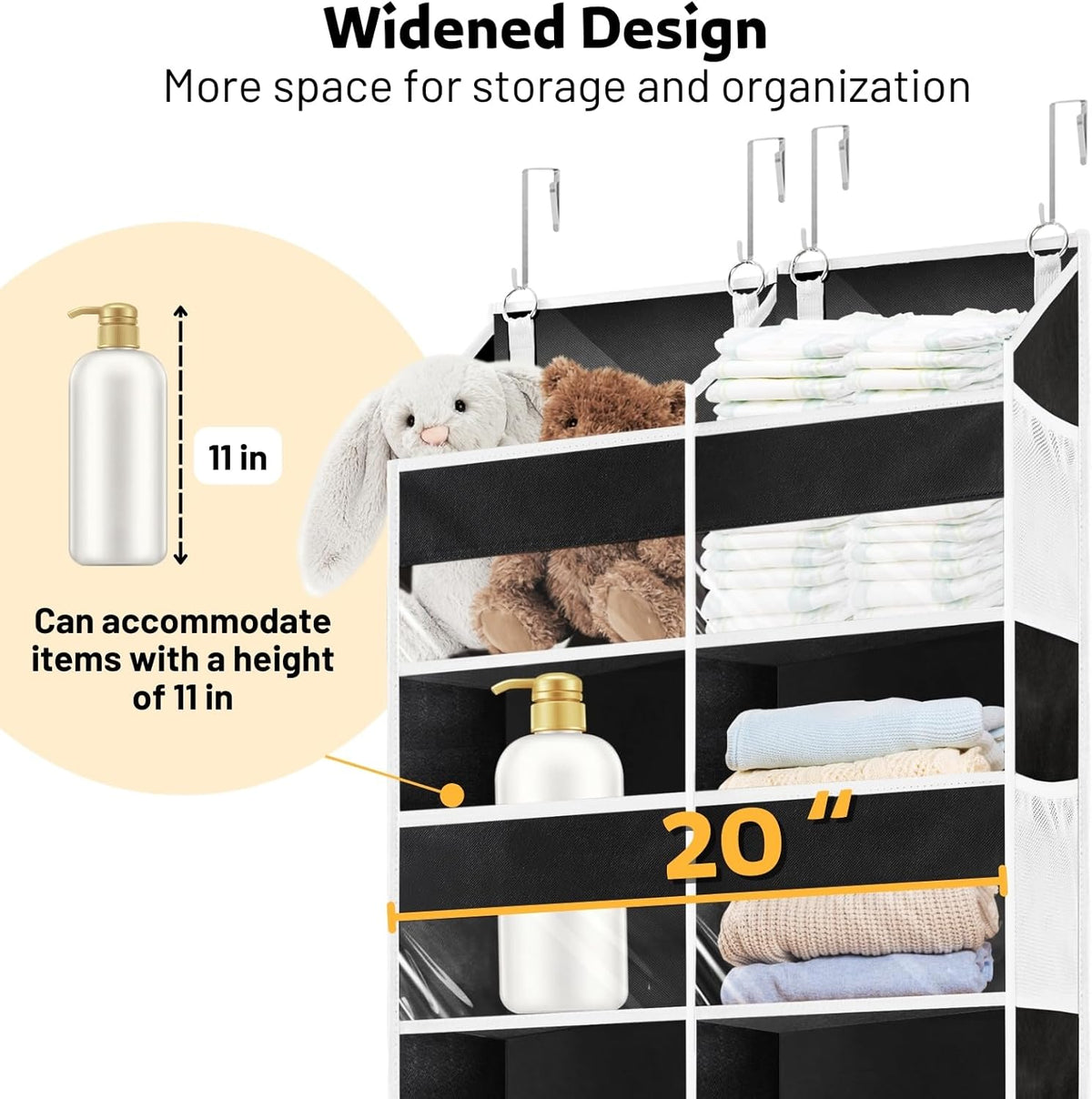 Over the Door Organizer 5 Tiers, Extra Large Behind Door Storage of 10 Compartments, 80 lbs Weight
