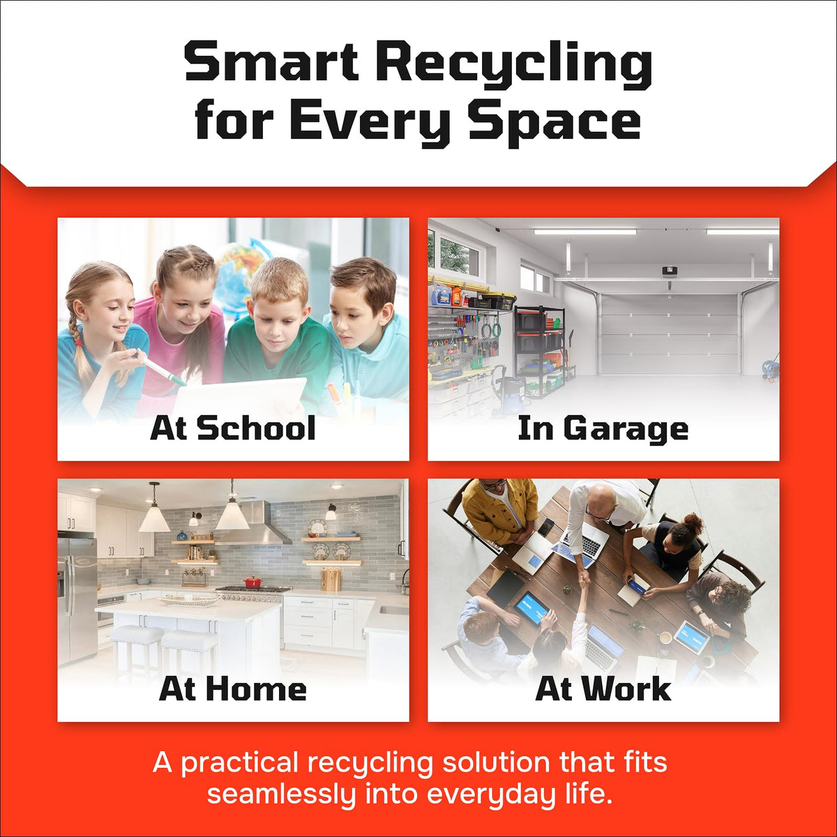6 Gallon Stackable Recycling Bins for Homes, Garages, Offices Made of 100% Recycled Plastic - (Red