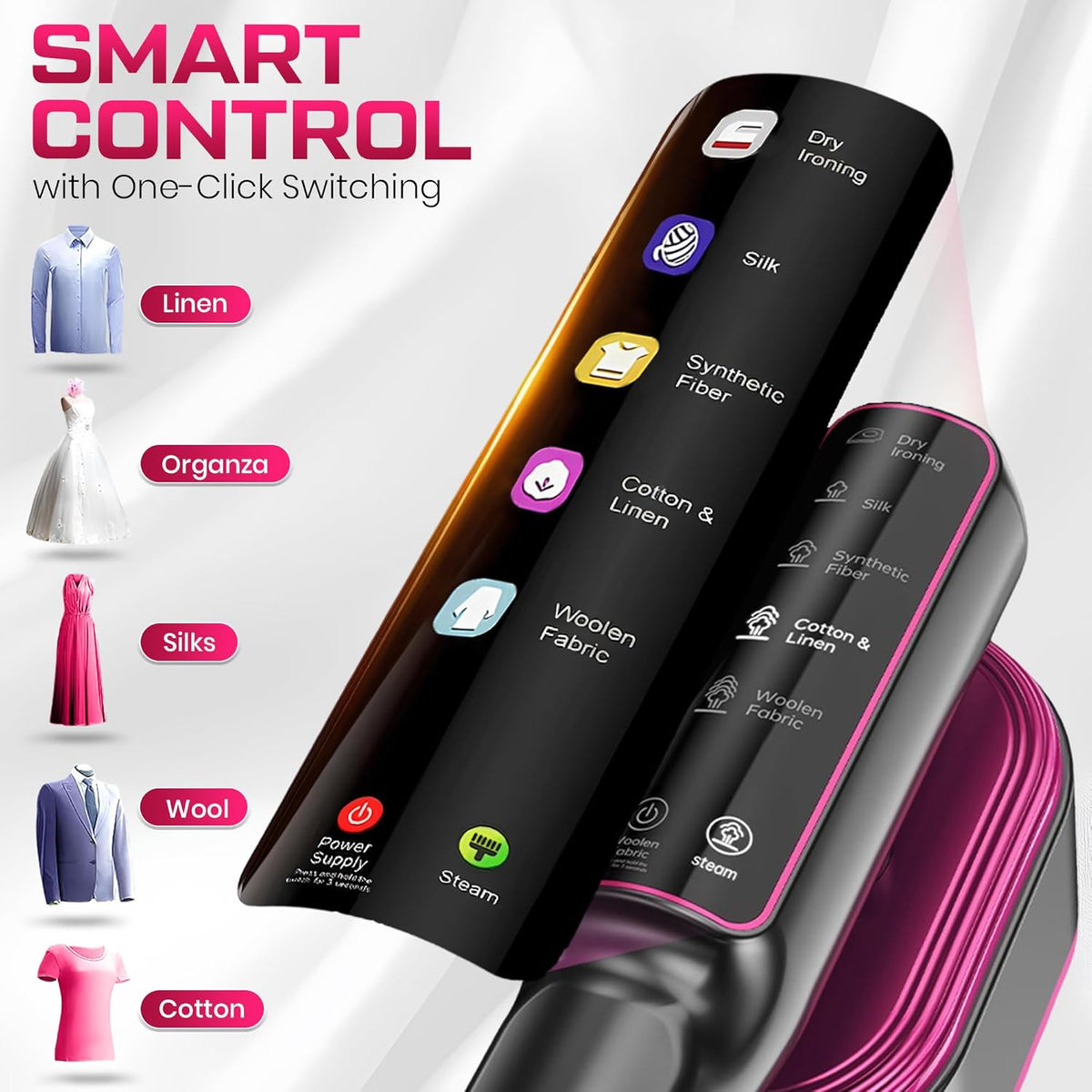 Portable Clothes Steamer, 1200W Touch Screen Handheld Steamer for Clothes, 1s Powerful Wrinkle