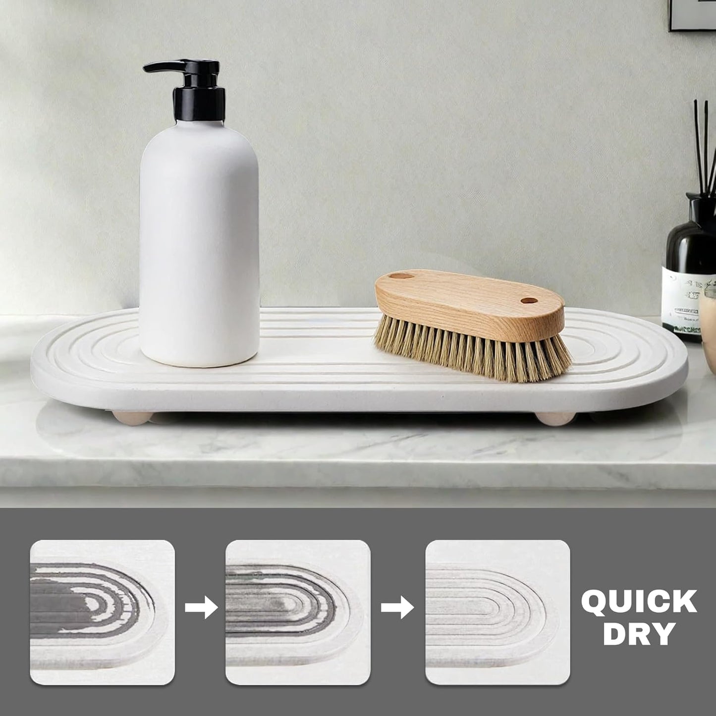 Instant Dry Sink Caddy Organizer, Fast Drying Sink Caddy, Water Absorbing Stone Sponge Holder for