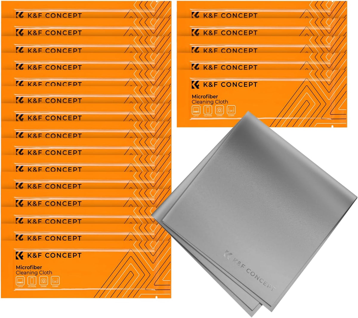 K&F Concept 20 Pack Microfiber Cleaning Cloths - Lens Cleaning Cloth for Cleaning Camera Lenses