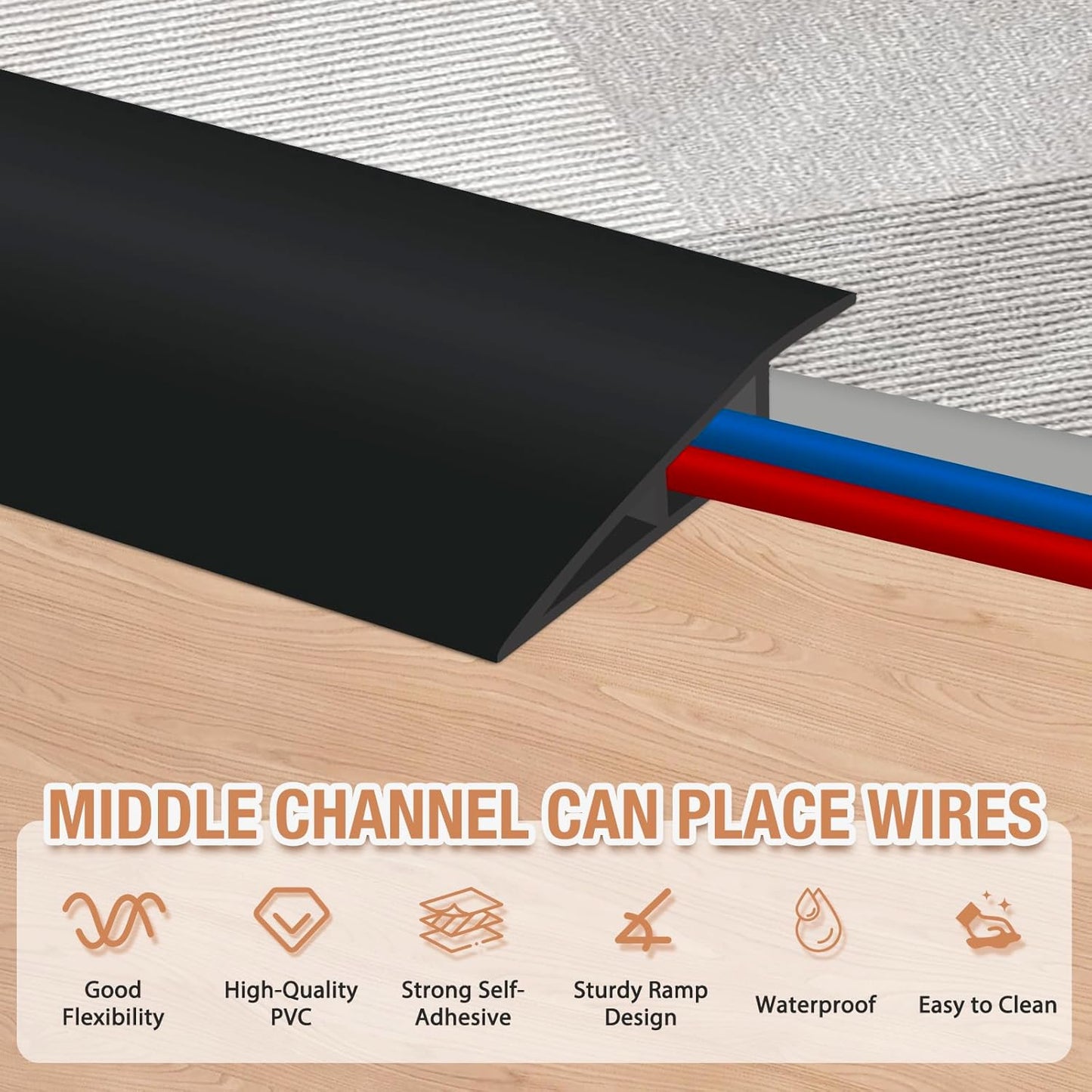 Floor Transition Strip Self Adhesive Vinyl Door Threshold for Doorways Carpet Edging Trim Overlap