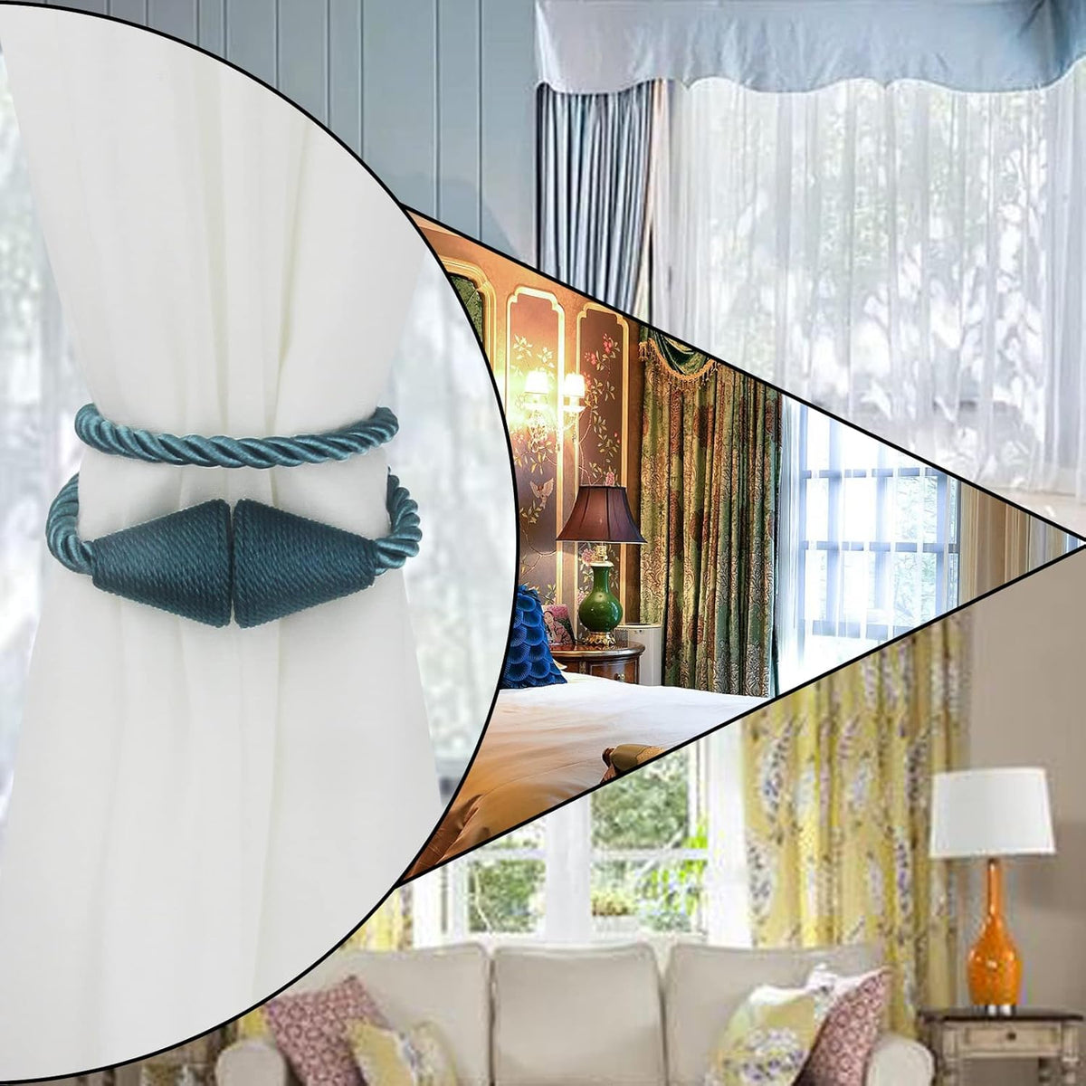2 Pack Magnetic Curtain Tiebacks Rope Modern Handmade Curtain Tie Backs Decorative Drapes Weave