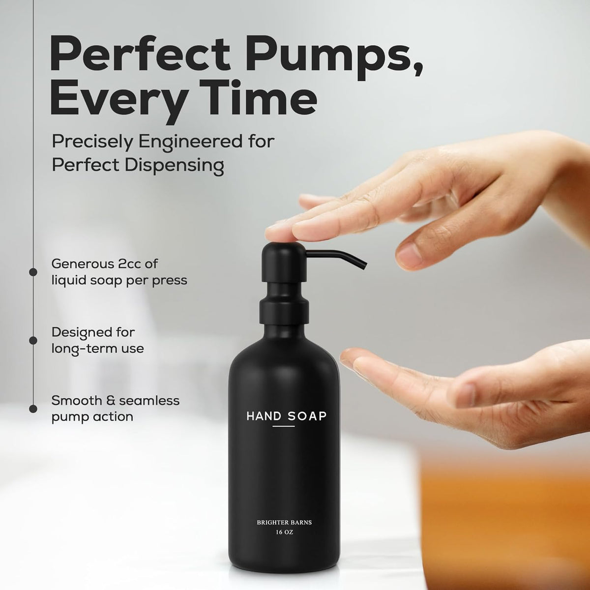 Black Glass Soap and Lotion Dispenser Set by Brighter Barns - Hand Soap Dispenser Bathroom Set