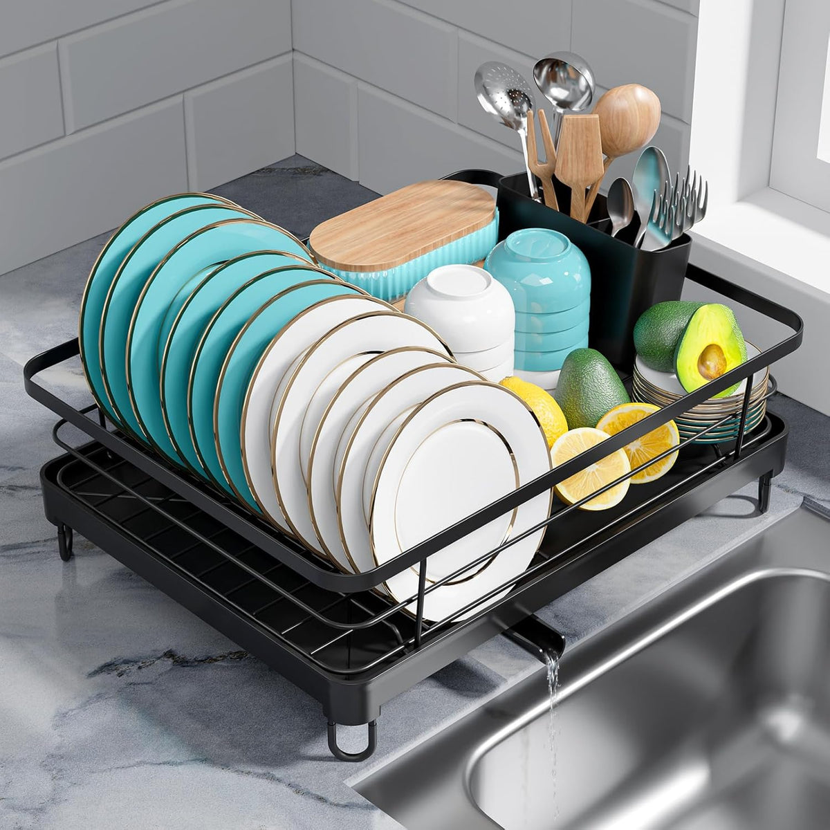 Stainless Steel Dish Drying Rack for Kitchen Counter, Sink Organization and Storage Essentials with