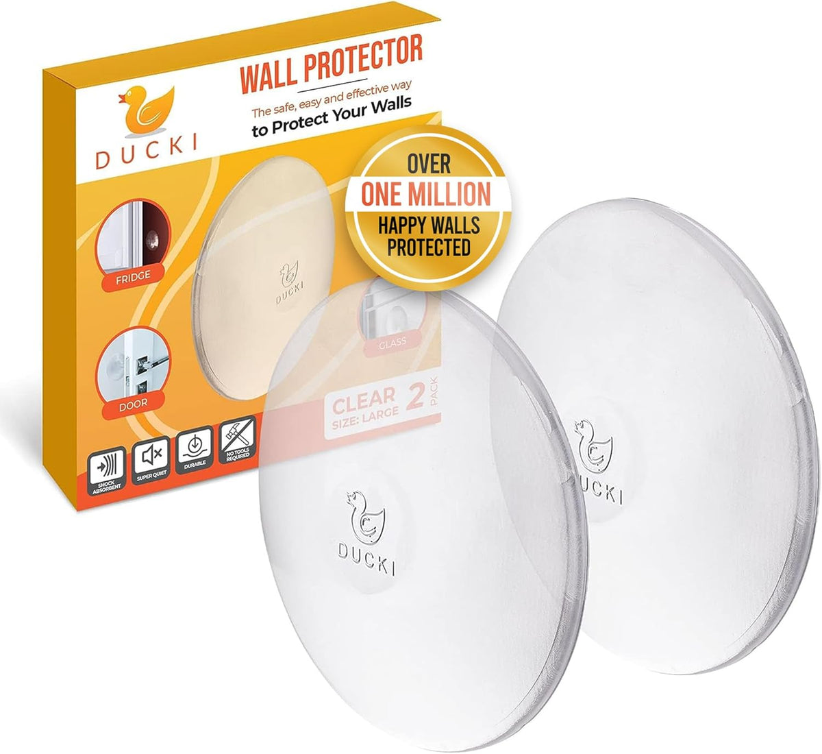 Ducki Door Stop Wall Protector | Self Adhesive Door Knob Wall Protectors from Door Knobs | Rubber