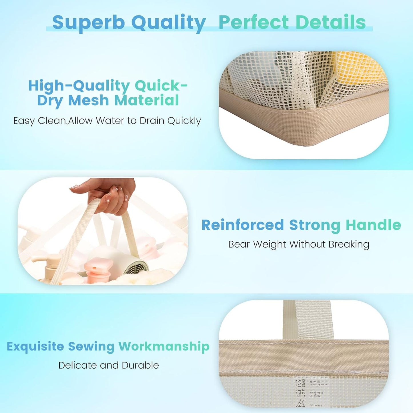Mesh Shower Caddy for College Dorm Room Essentials for Girls with 9 Pockets,Large-Capacity Shower