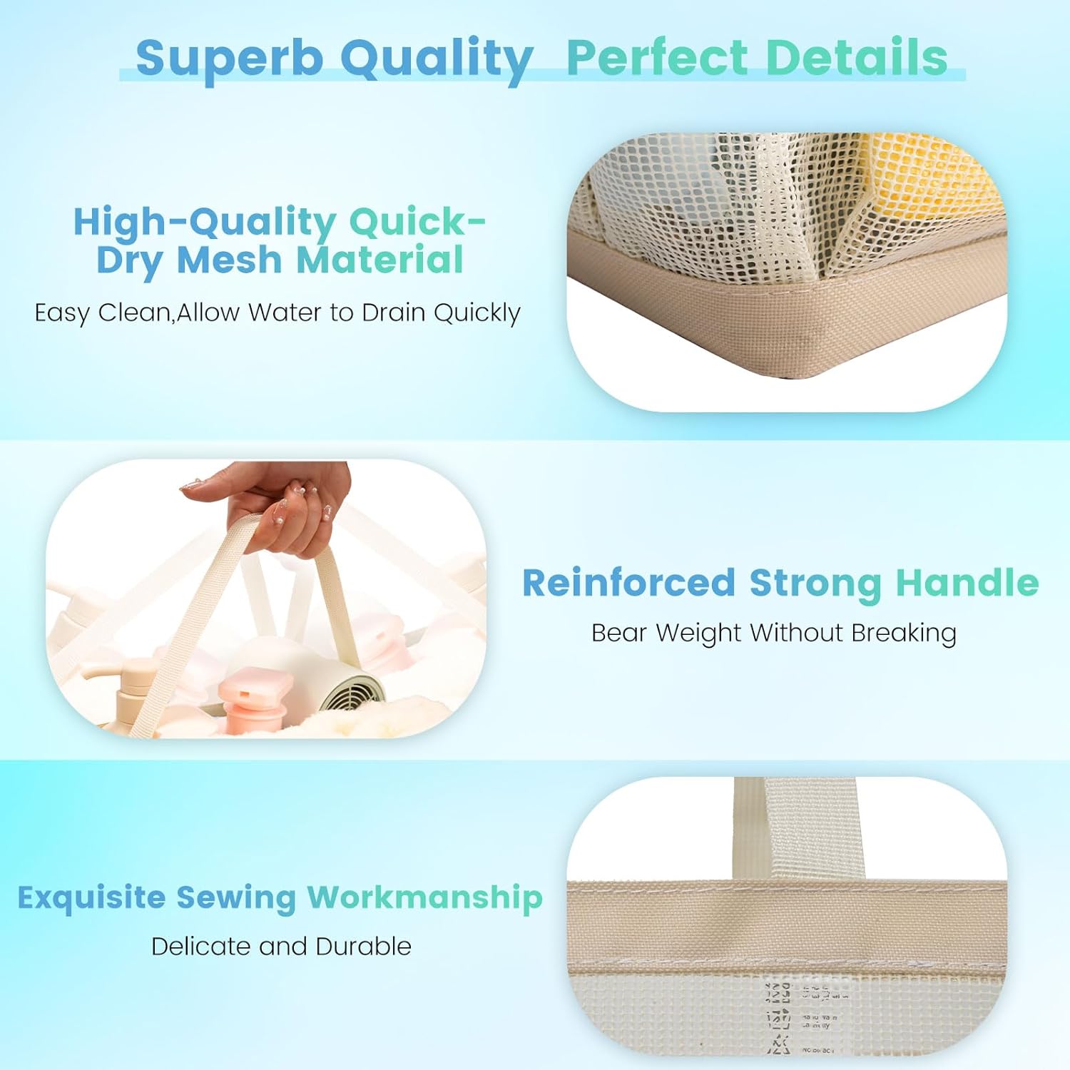 Mesh Shower Caddy for College Dorm Room Essentials for Girls with 9 Pockets,Large-Capacity Shower