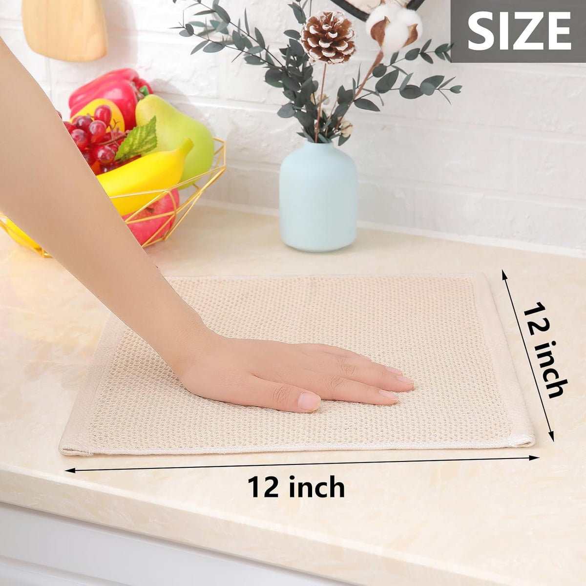 Homaxy 100% Cotton Waffle Weave Kitchen Dish Cloths, Ultra Soft Absorbent Quick Drying Dish Towels