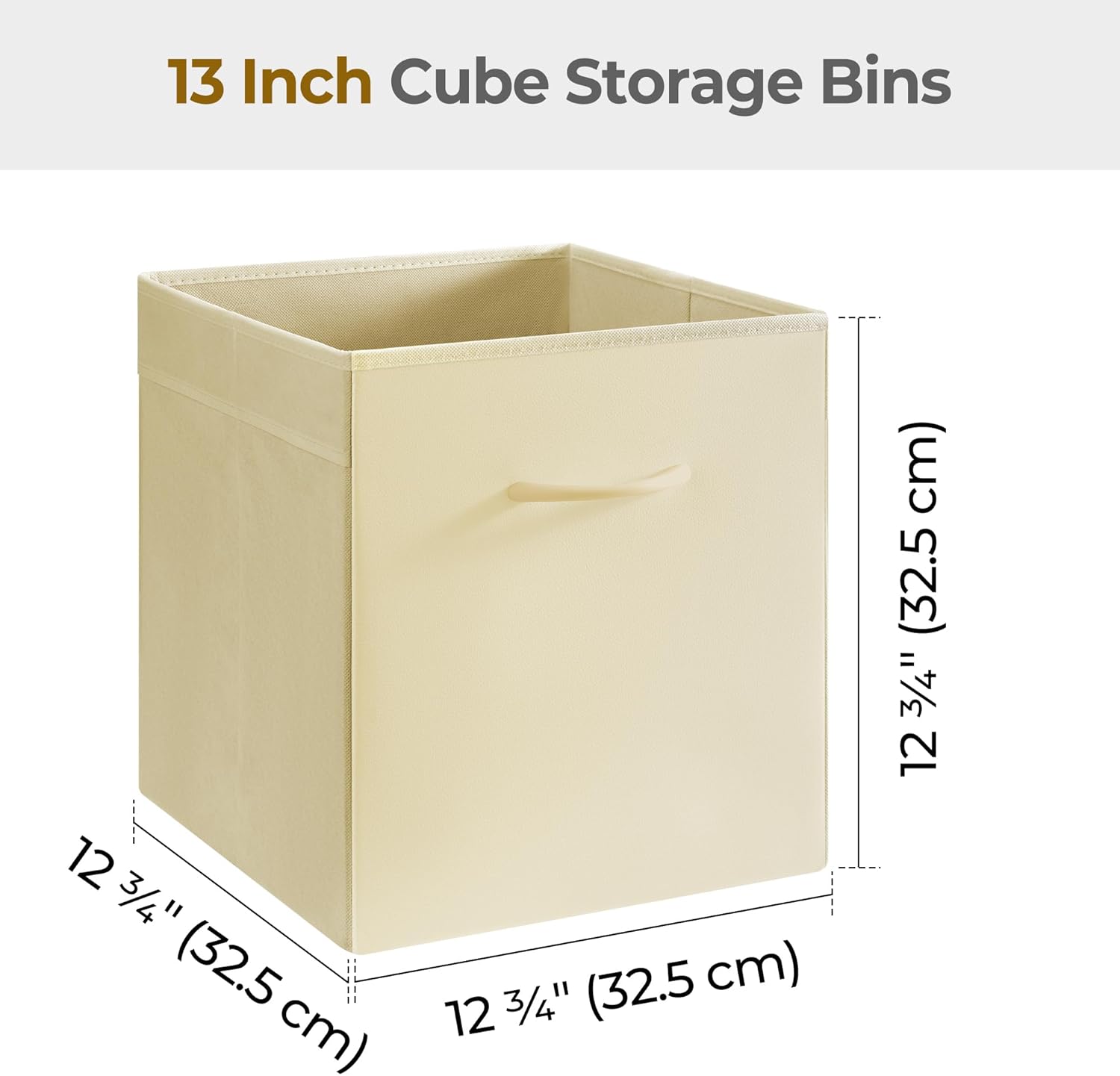 StorageWorks Beige Storage Cubes, 13x13 Storage Cube Bins with Handle, Cube Storage Organizer Bins