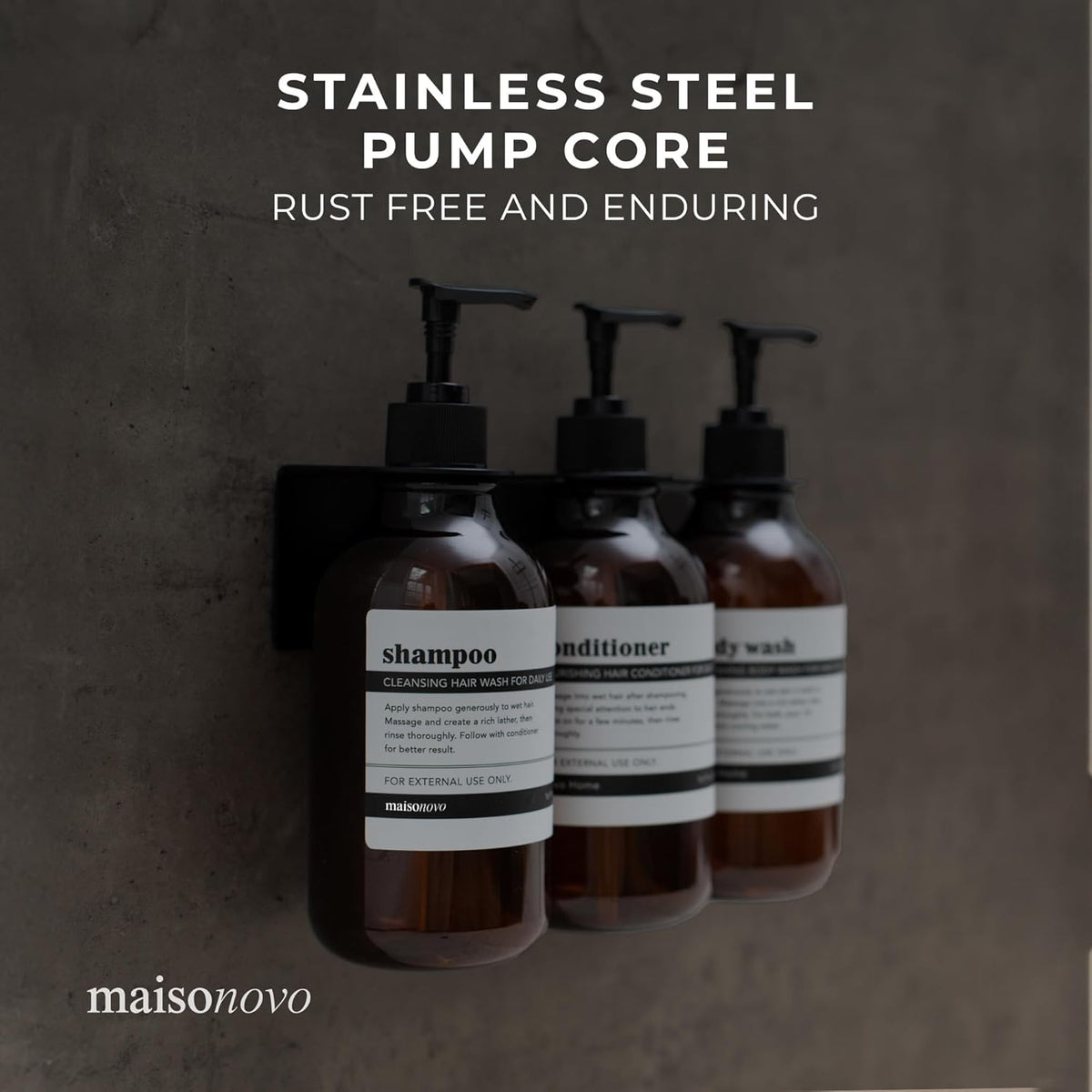 MaisoNovo Shampoo and Conditioner Dispenser - Shower Soap Dispenser Wall Mounted - 16.9 fl oz Set