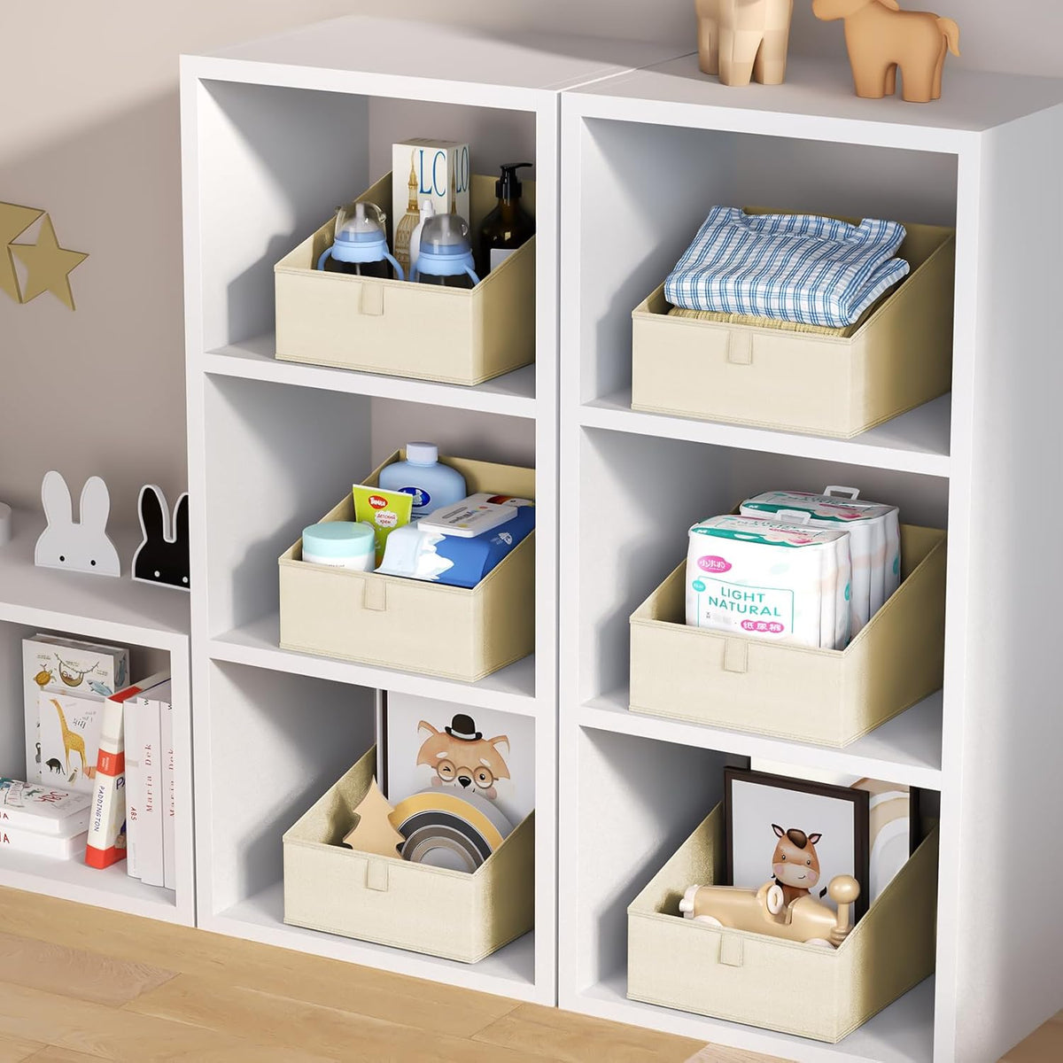 DIMJ Closet Storage Bins 8 Pack - Fabric Trapezoid Closet Organizer Bin, Foldable Storage Baskets