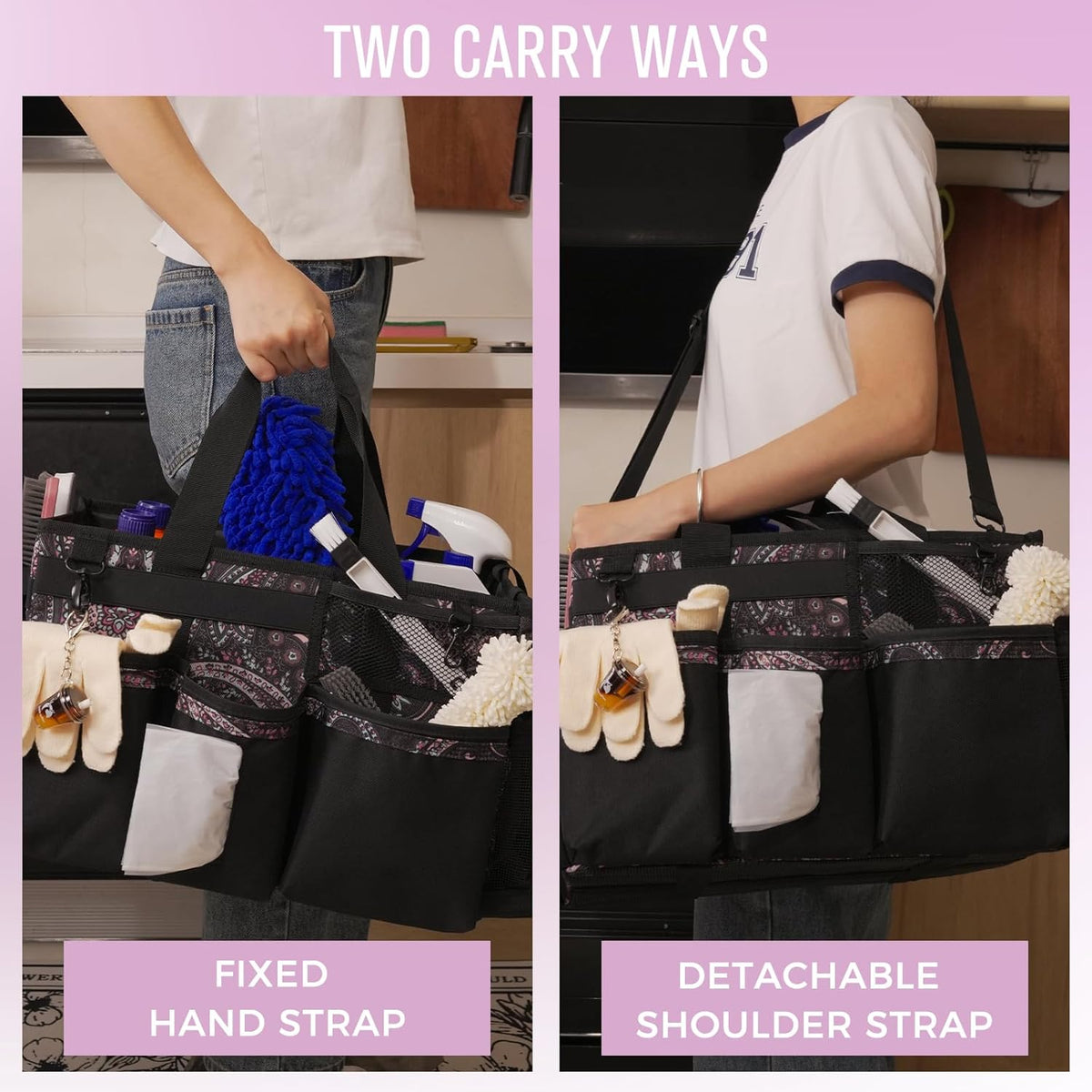 Wearable Cleaning Caddy, Cleaning Caddy Supplies Organizer with Handle & Shoulder Straps for