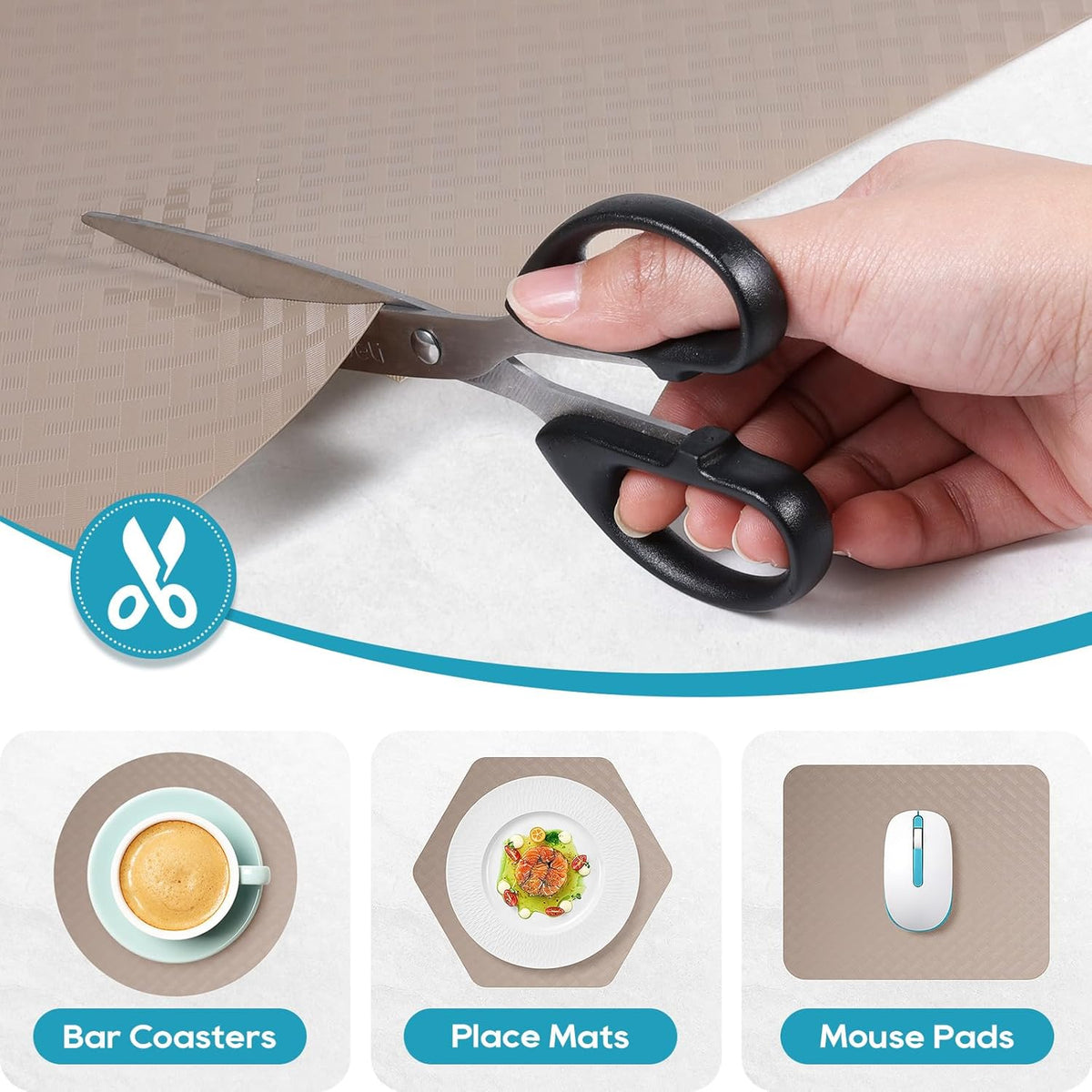 Beige Shelf Liners for Kitchen Cabinets Refrigerator Liners Waterproof & Oil-Proof Kitchen Cupboard