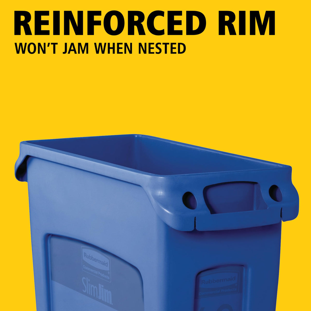 Rubbermaid Commercial Products Slim Jim Plastic Rectangular Recycling Bin/Trash Can with Venting