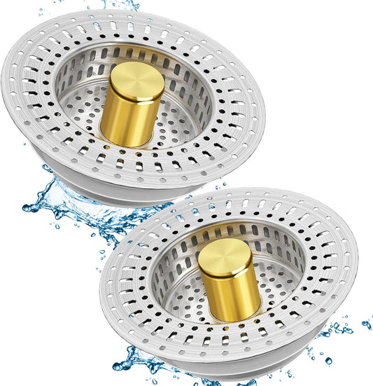 Upgraded 3 in 1 Kitchen Sink Drain Strainer - Stainless Steel Sink Stopper, Anti-Clogging Sink Food