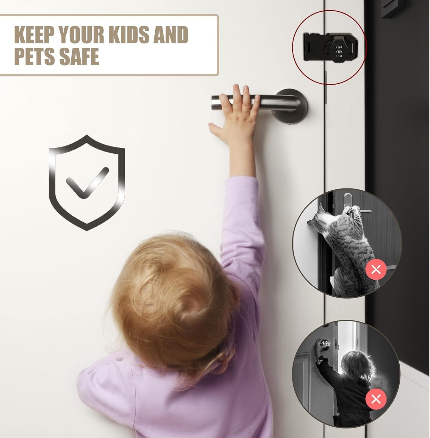 Password Rotary Hasp Locks, Digit Combination Lock Door Security Slide Latch Door Lock for Drawers