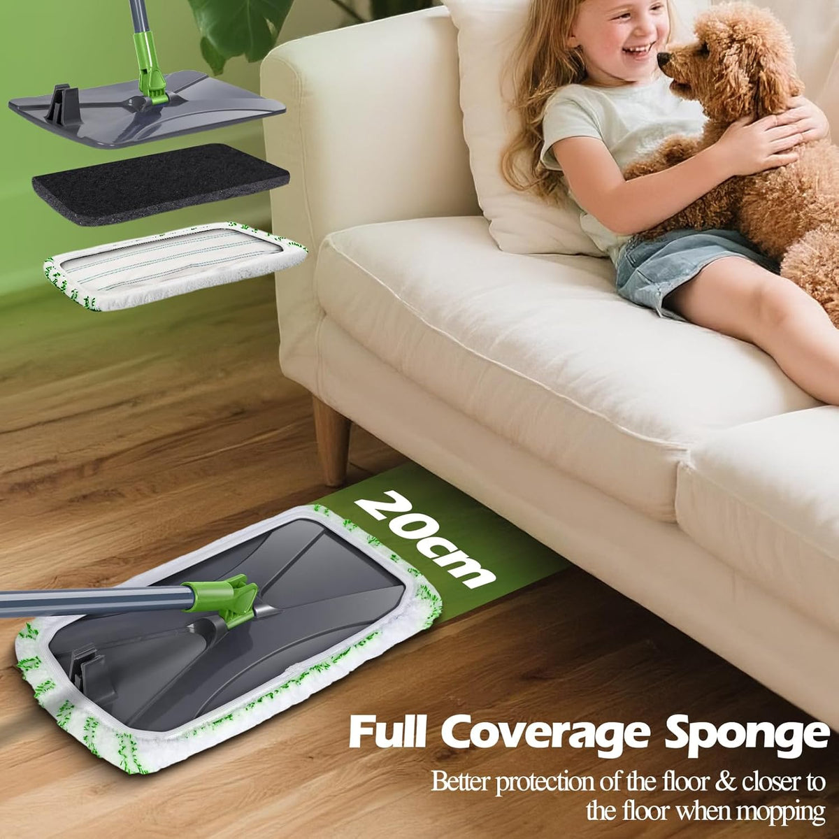 MASTERTOP Dust Mop for Hardwood Floors, Extra Large Microfiber Flat Mop with 5 Wet & Dry Reusable