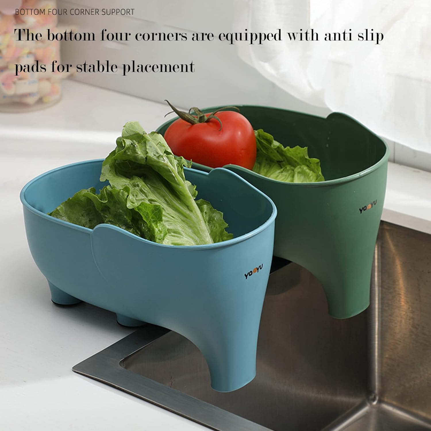 2PCS Vegetables Washing Basket Elephant Drainage Basket Fruit Basket for Draining Pasta Noodles