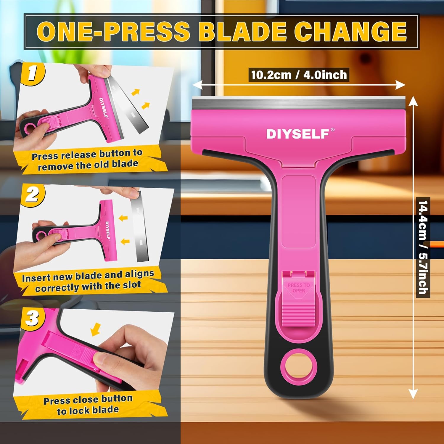 DIYSELF 1 Pack Razor Blade Scraper with 10 Extra Razor Blades, Scraper Tool, Glass Scraper for
