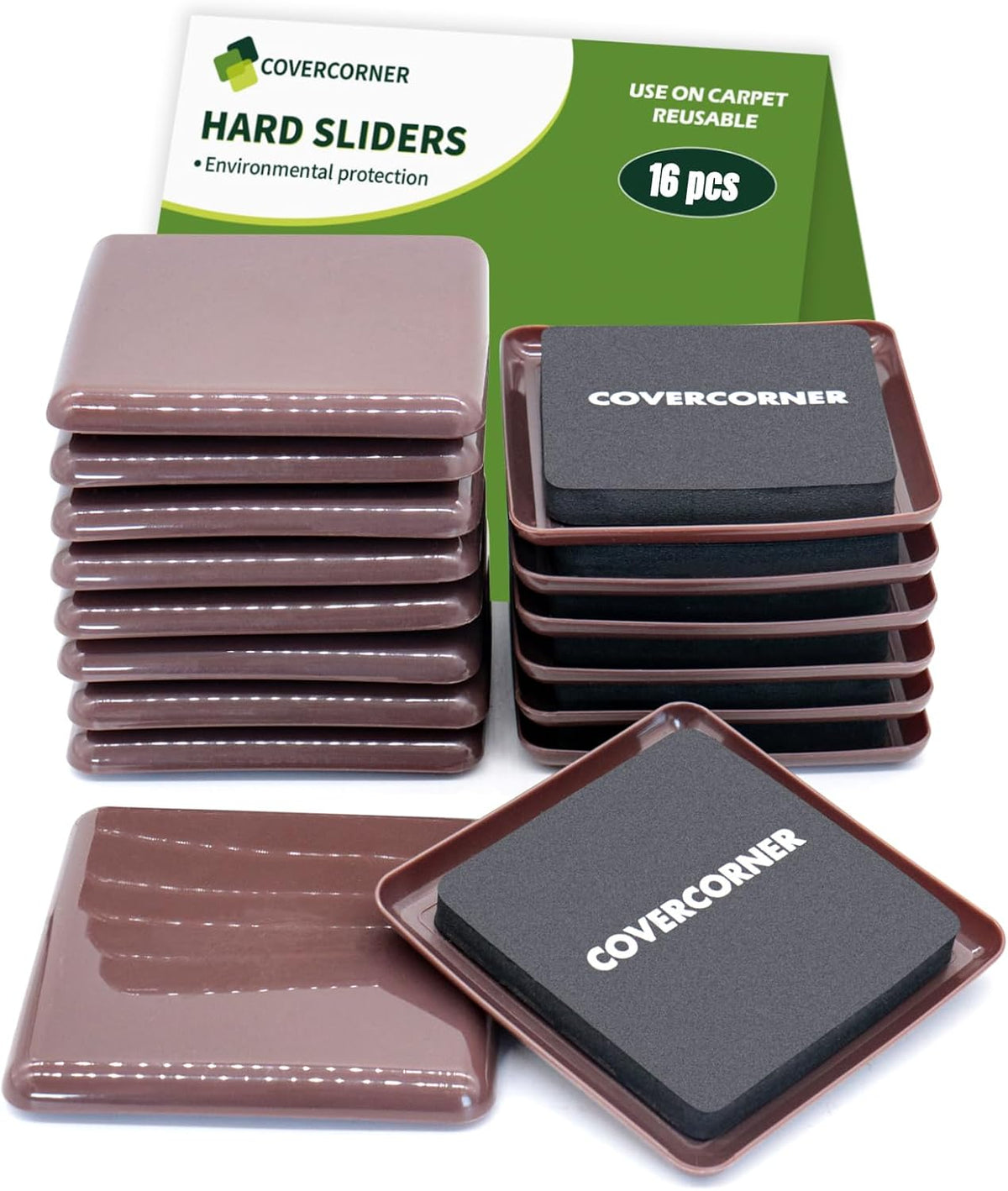 Furniture Sliders for Carpet 16 PCS - 3 1/2 inch Furniture Moving Slider Chair Legs Floors