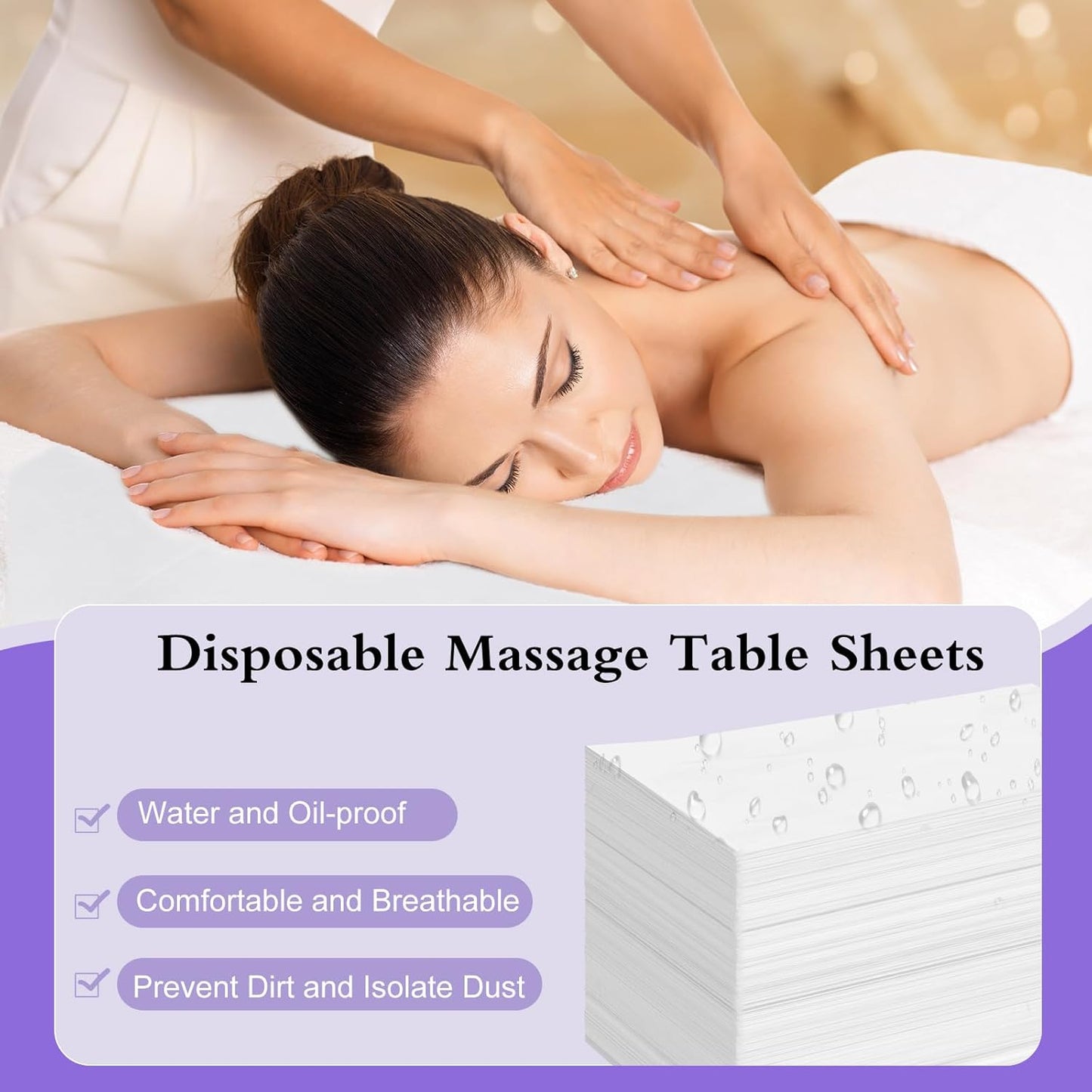 100 Pack Disposable Bed Sheets – 31.5 x 71 in Waterproof Non-woven Sheets for Massage, Spa, Tattoo