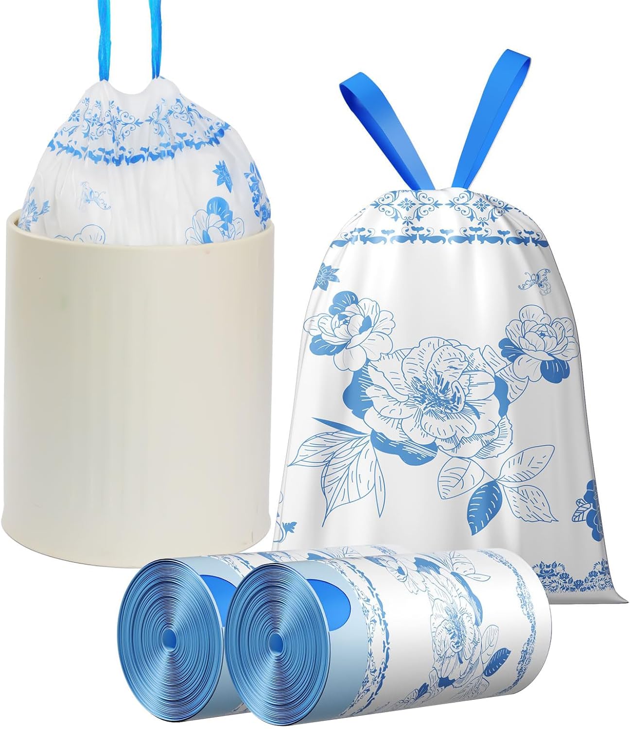VOK 4 Gallon Trash Bags Drawstring, 4 Gallon Garbage Bags, Small Trash Bags for Office, Kitchen